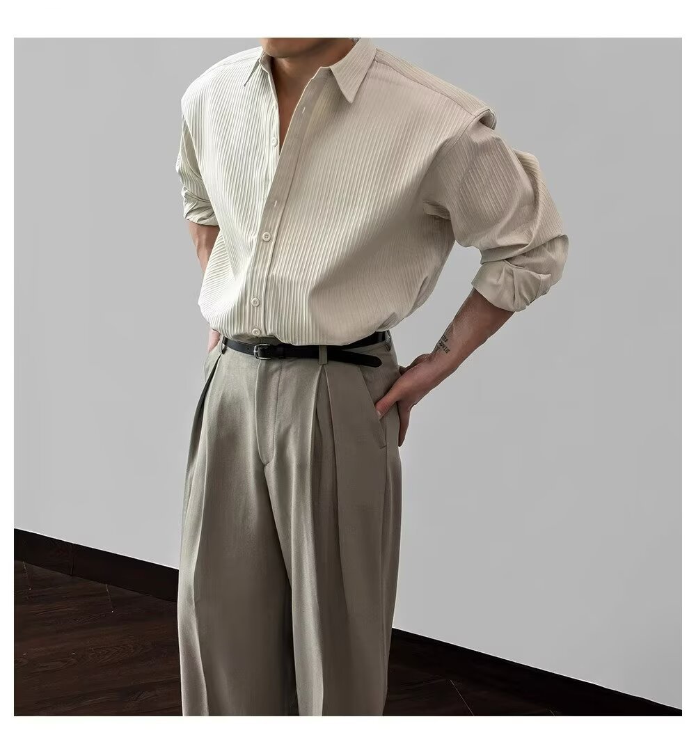 Textured Minimalist Long Sleeve Shirt Details 12