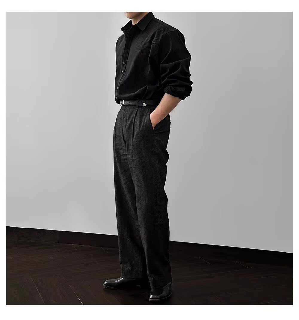 Textured Minimalist Long Sleeve Shirt Details 14