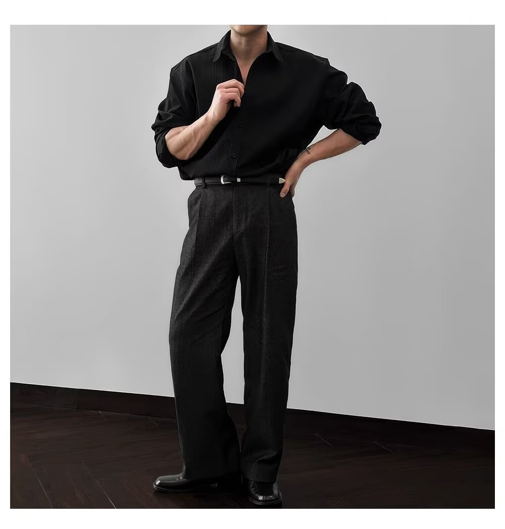 Textured Minimalist Long Sleeve Shirt Details 15