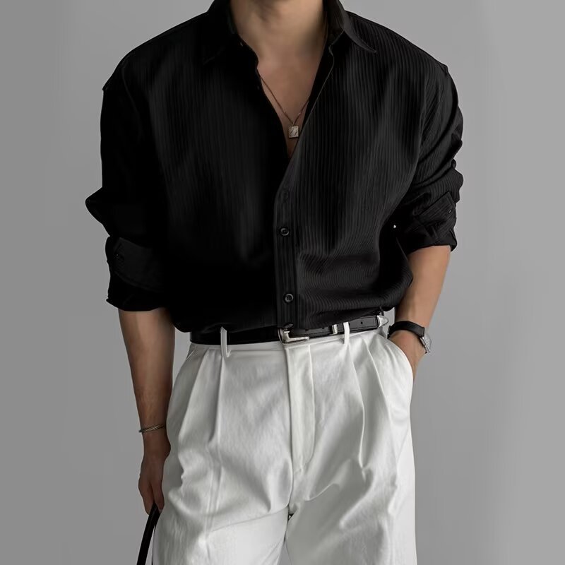 Textured Minimalist Long Sleeve Shirt Details 20