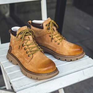 Men's Yellow Leather Martin Work Boots - Fall 2023