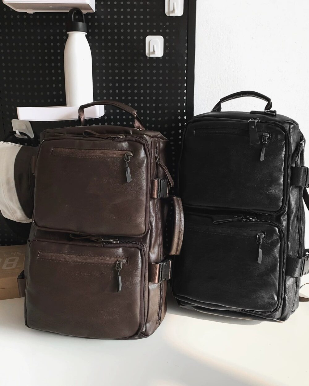 Vintage Multifunctional Large Capacity PU Travel Backpack