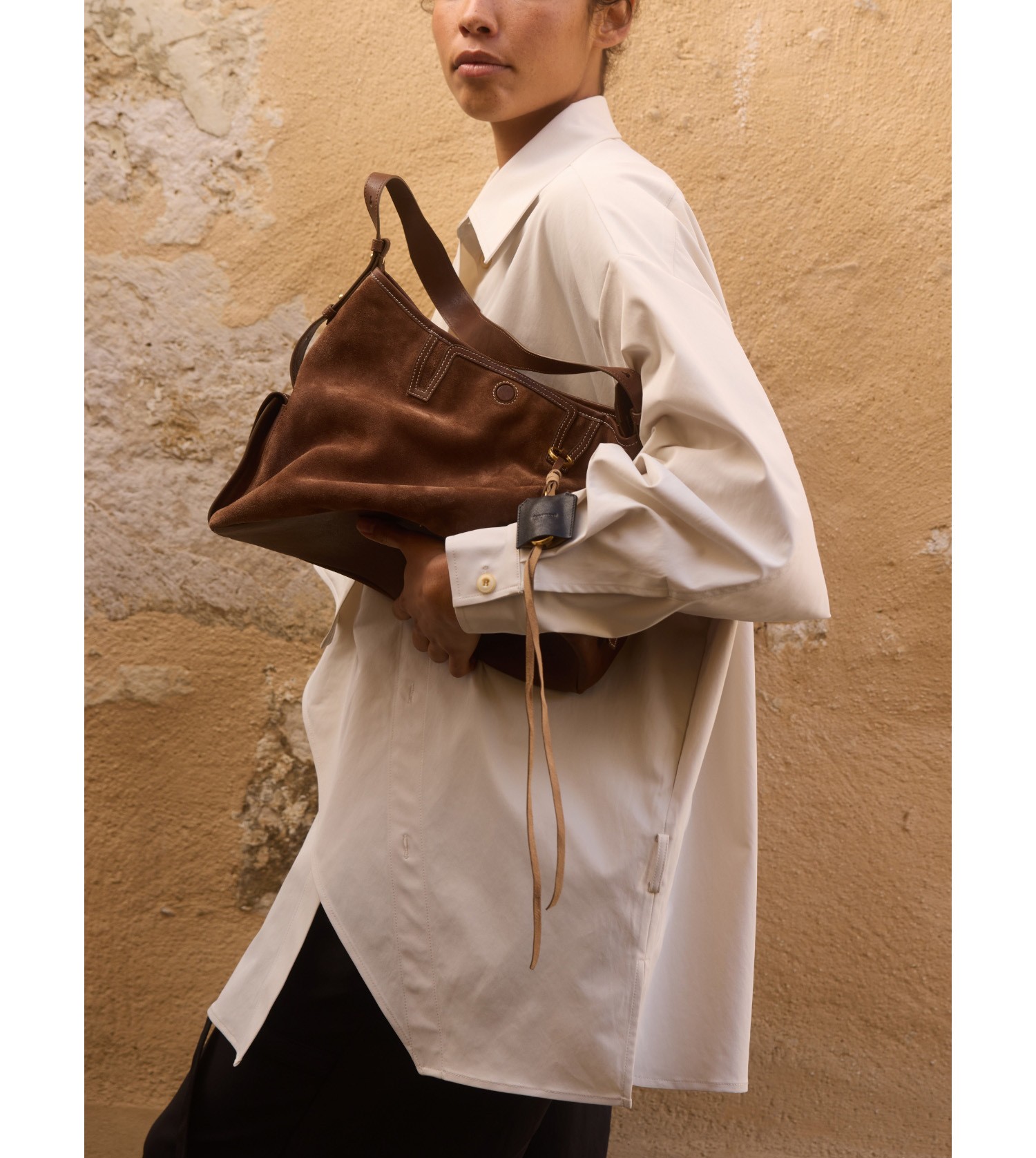 Songmont Vintage Hobo Shoulder Bag in Soft Full-Grain Leather