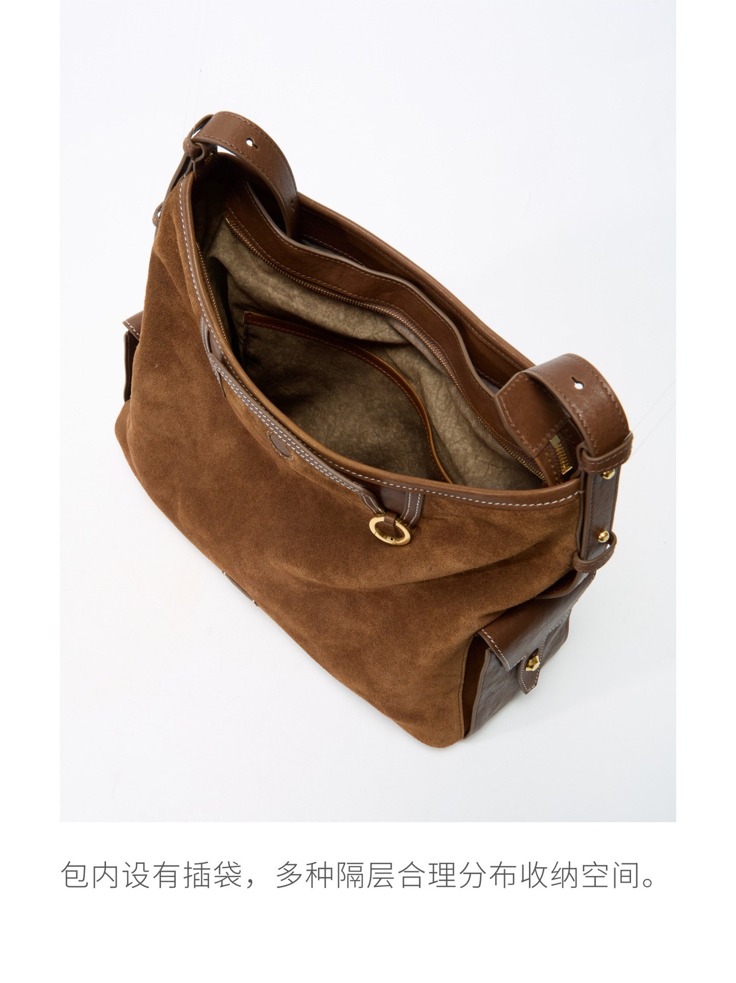 Songmont Vintage Hobo Shoulder Bag in Soft Full-Grain Leather