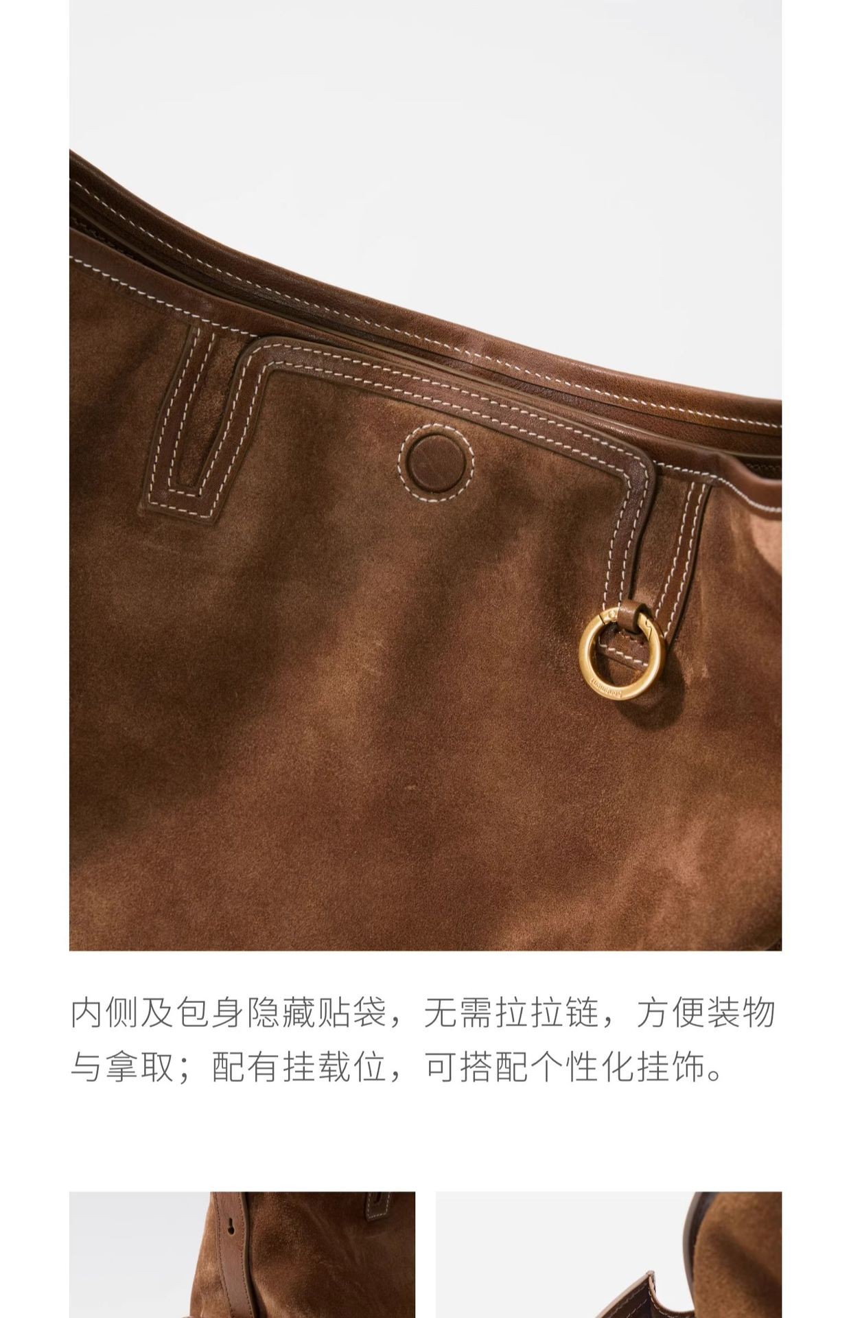 Songmont Vintage Hobo Shoulder Bag in Soft Full-Grain Leather