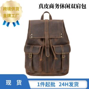 Vintage Handmade Crazy Horse Leather Backpack 14" Laptop