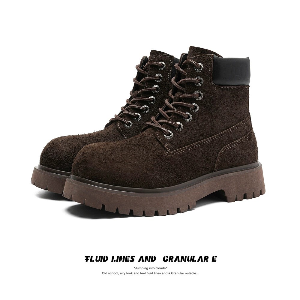 Men's High-Top Suede Martin Boots with Thick Sole
