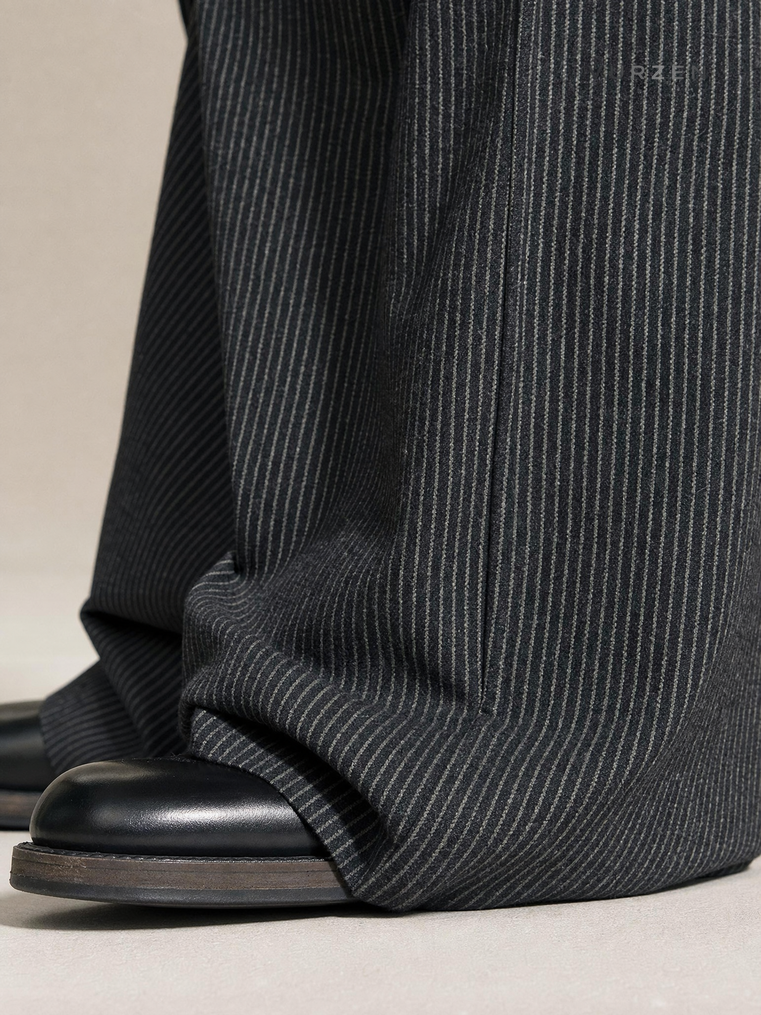 Vintage Black Striped High-Waist Wide-Leg Jeans detail