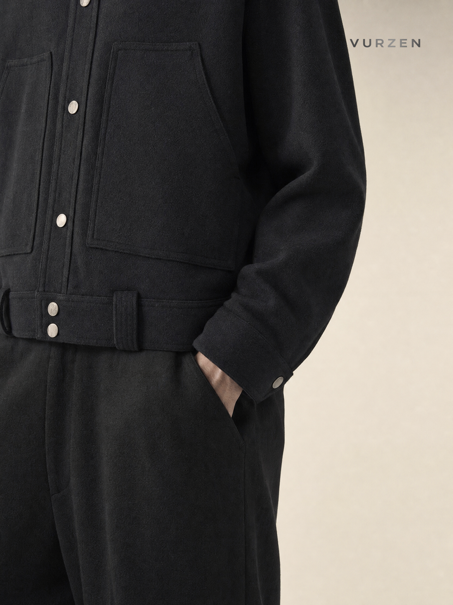 MYQ Vintage Korean Style Thick Wool Blend Jacket detail