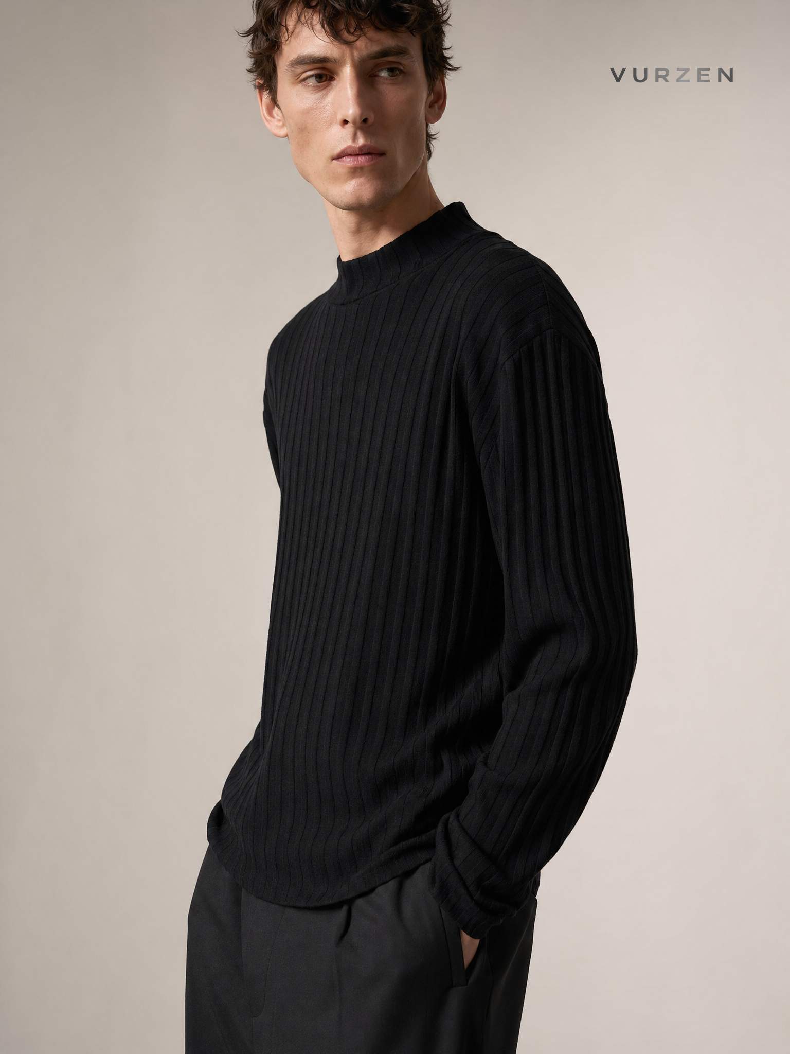 Men’s Thick Fleece Lined Knit Pullover Sweater detail