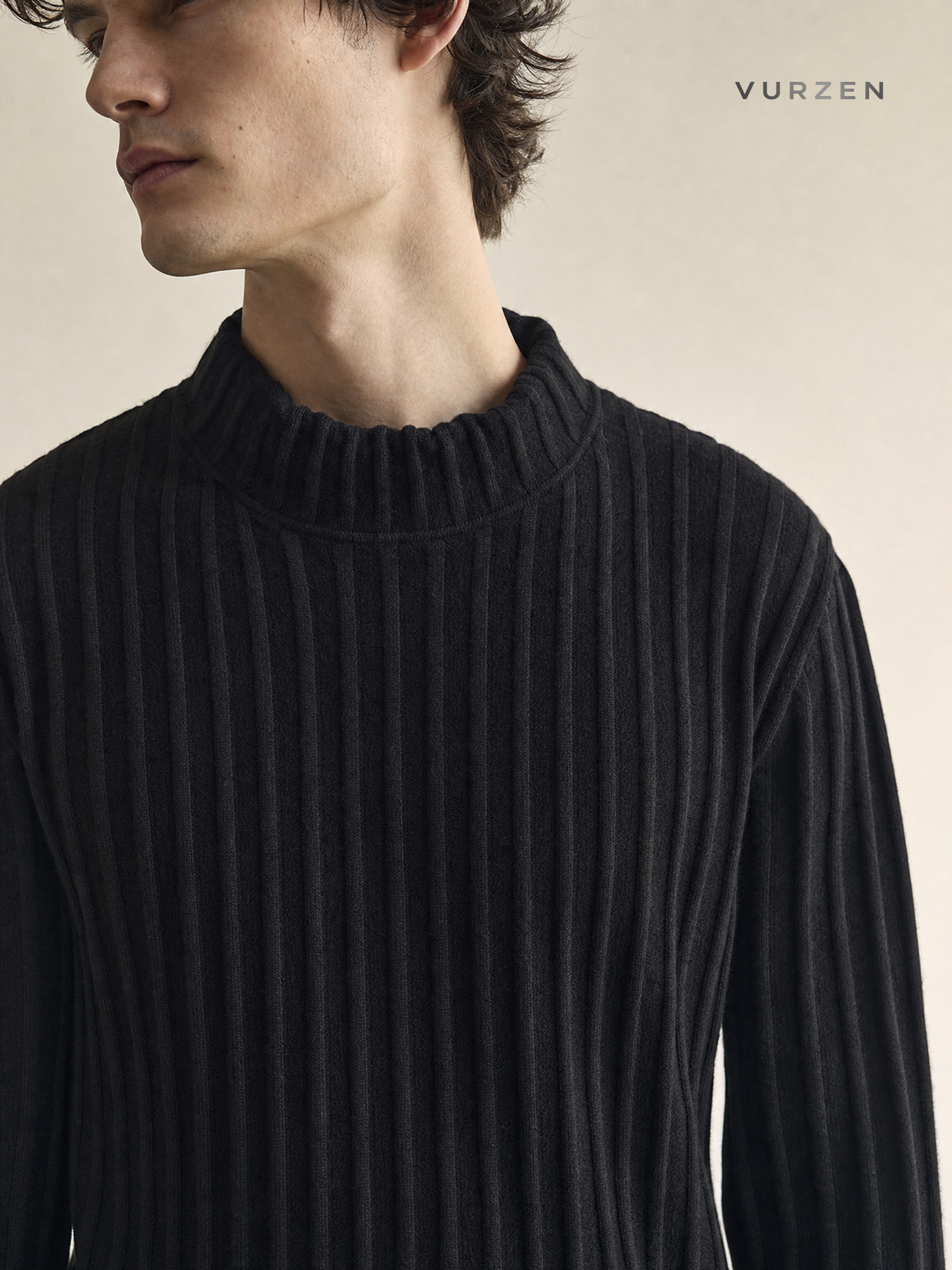 Men’s Thick Fleece Lined Knit Pullover Sweater detail