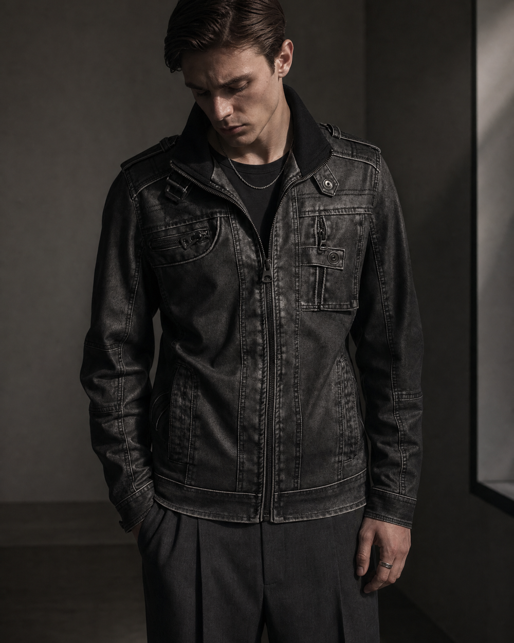 599743295647 top dark minimal jacket dark lookbook 05