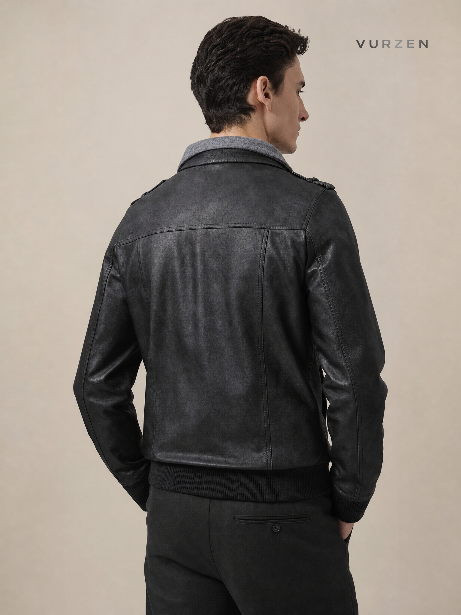 Men's Slim Fit PU Leather Hooded Jacket - Autumn Men