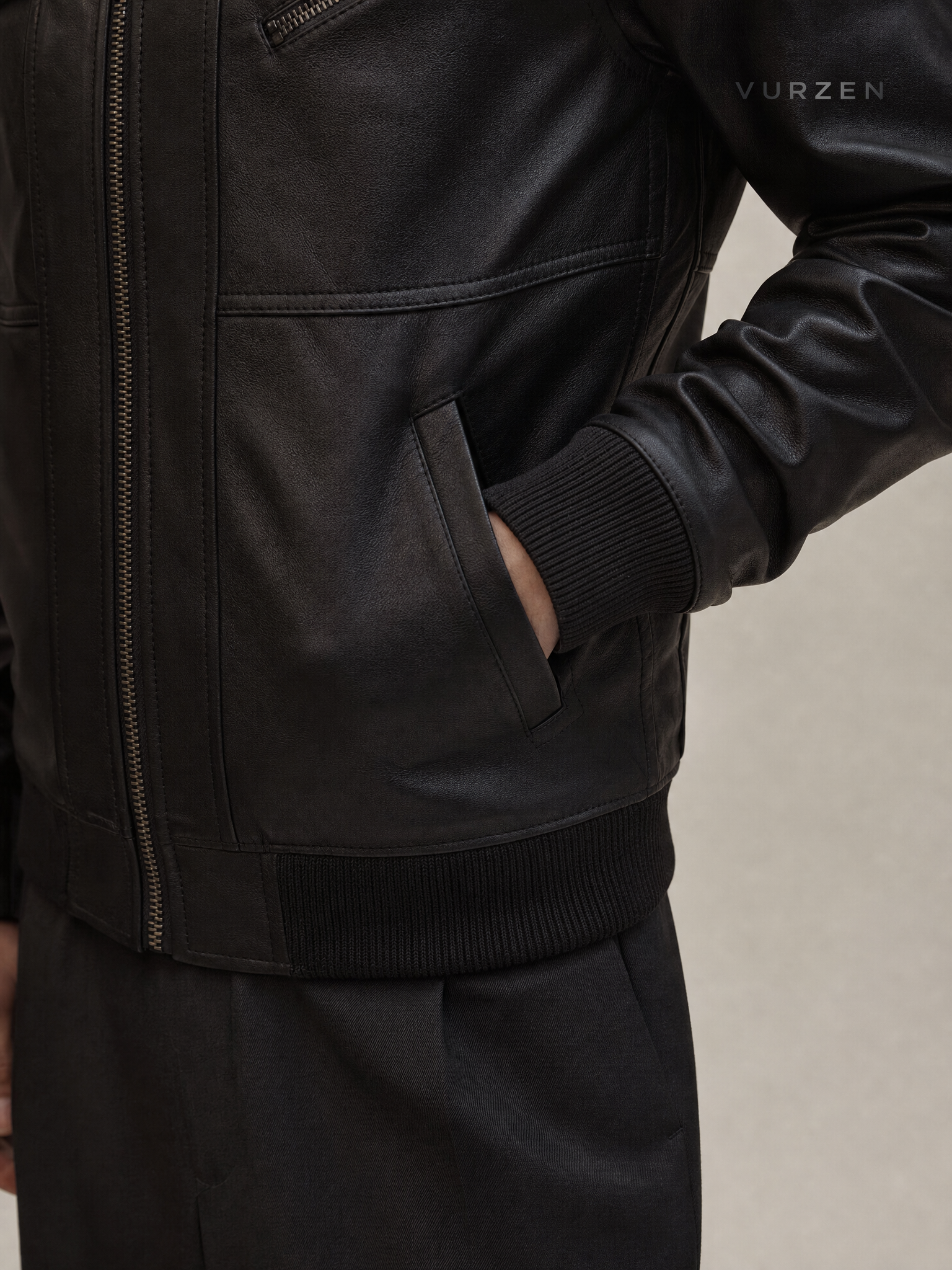 Men's Slim Fit PU Leather Hooded Jacket - Autumn Men