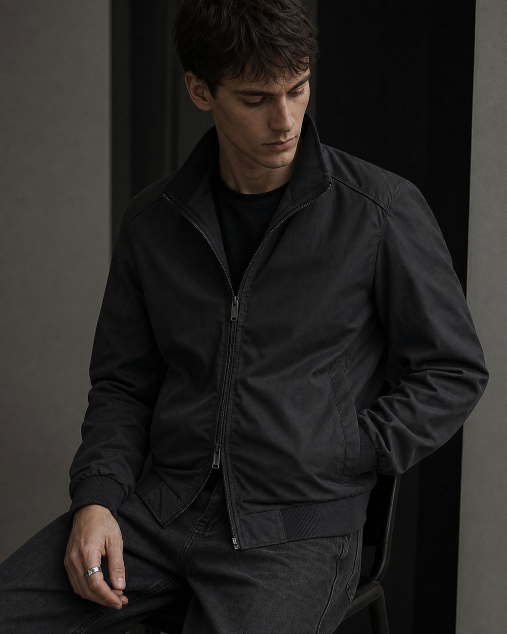 643452067307 top dark minimal jacket dark lookbook 05