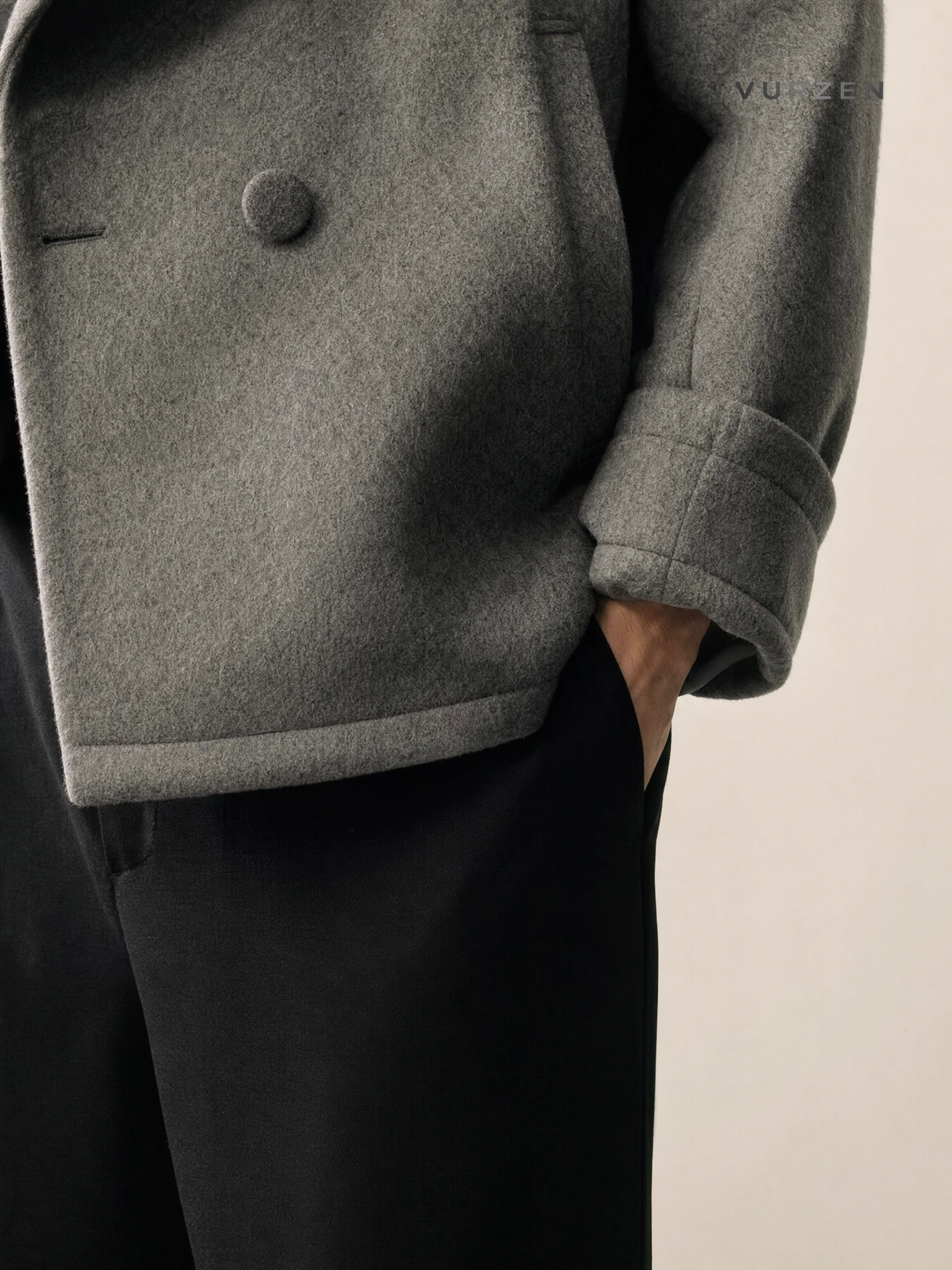 2025 Wool Blend Oversized Lapel Jacket for Men detail
