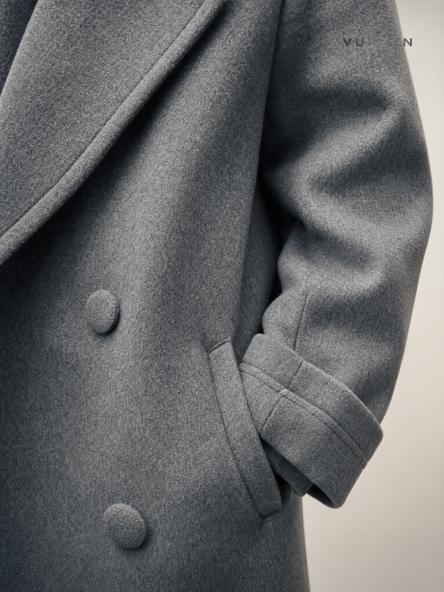 2025 Wool Blend Oversized Lapel Jacket for Men detail