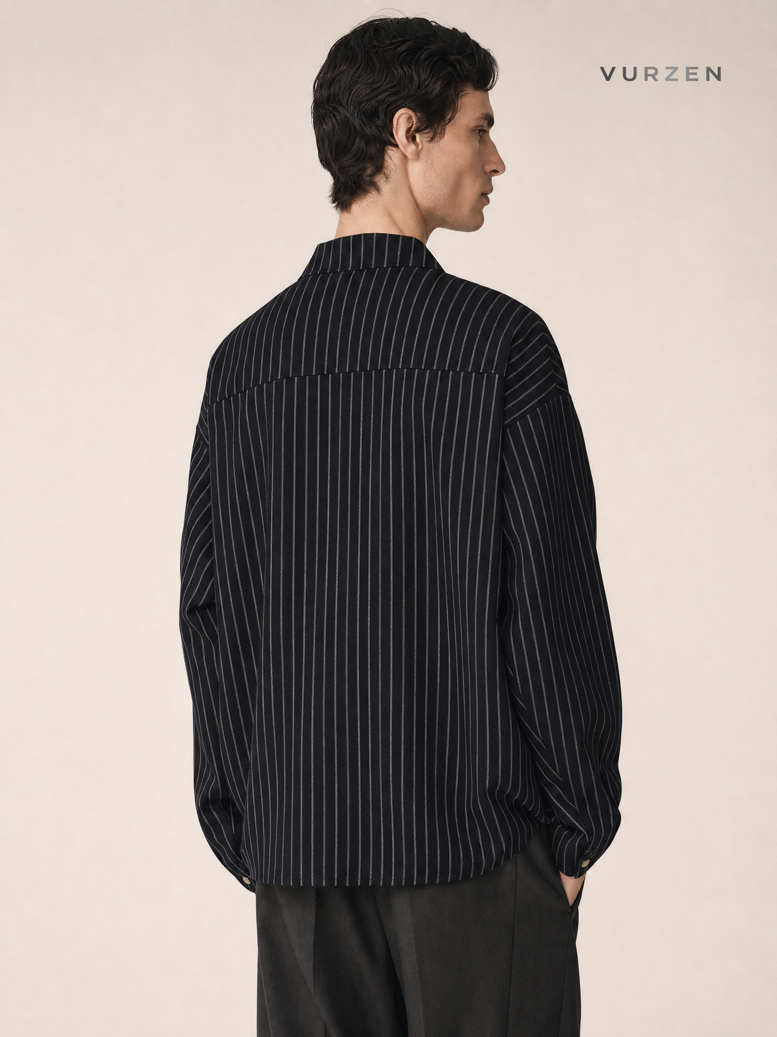 Japanese Vintage Striped Overshirt Unisex Long Sleeve detail
