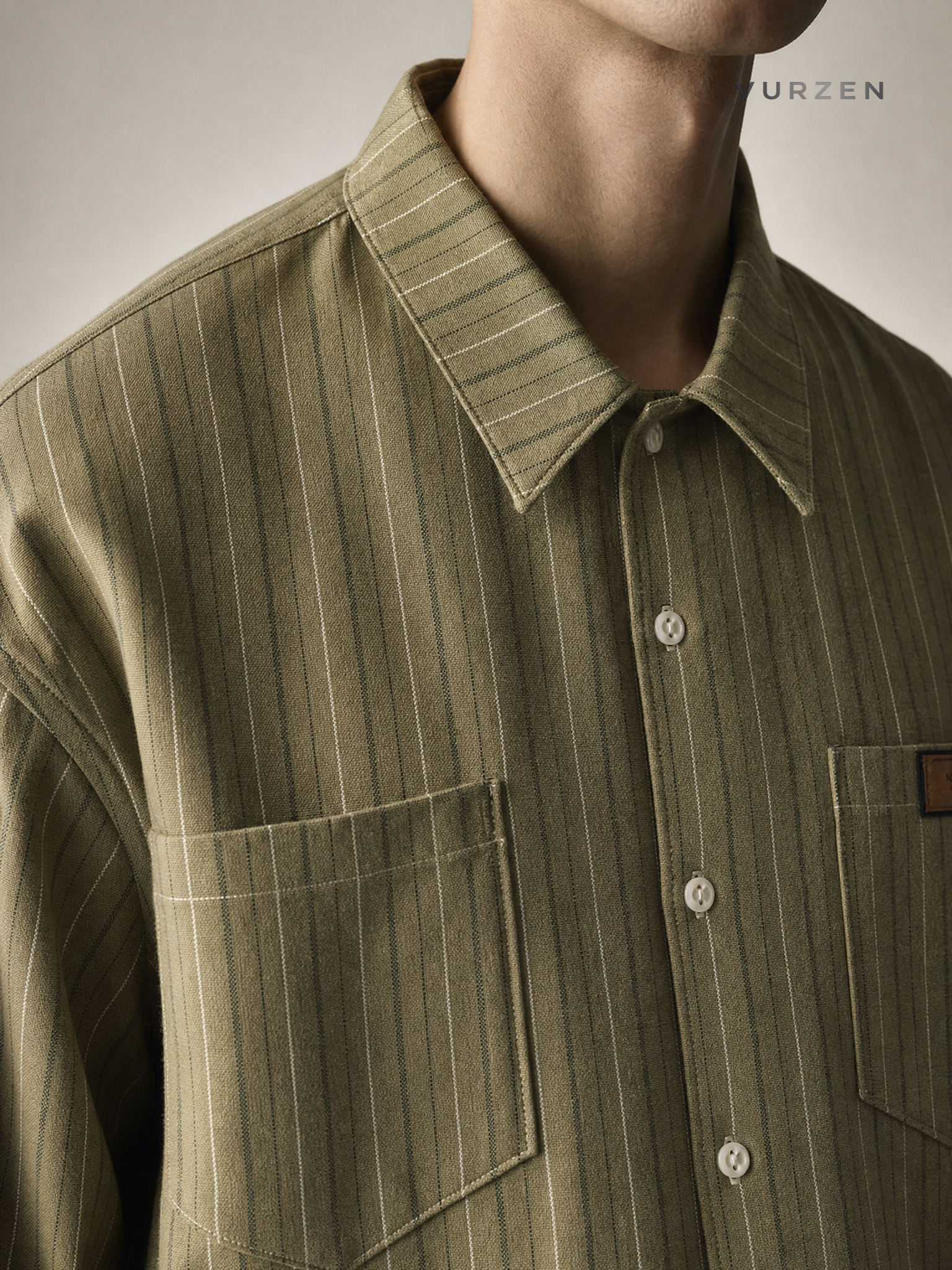 Vintage Floral Striped Cotton Blend Shirt with Tie detail