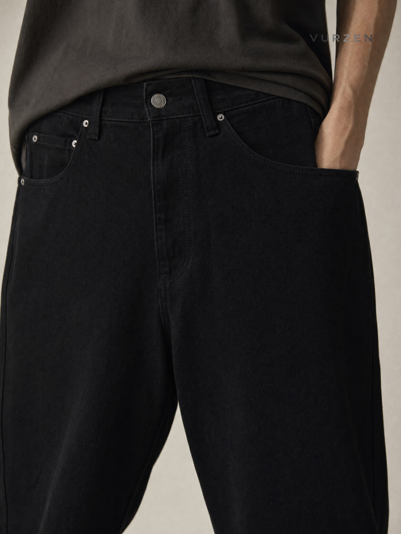 Men’s Straight Leg Washed Cotton Flared Jeans detail