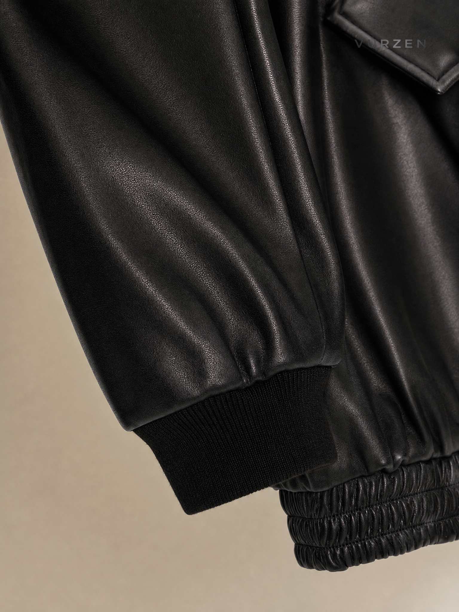 MYQ Men’s PU Leather Hooded Jacket 2024 Spring detail
