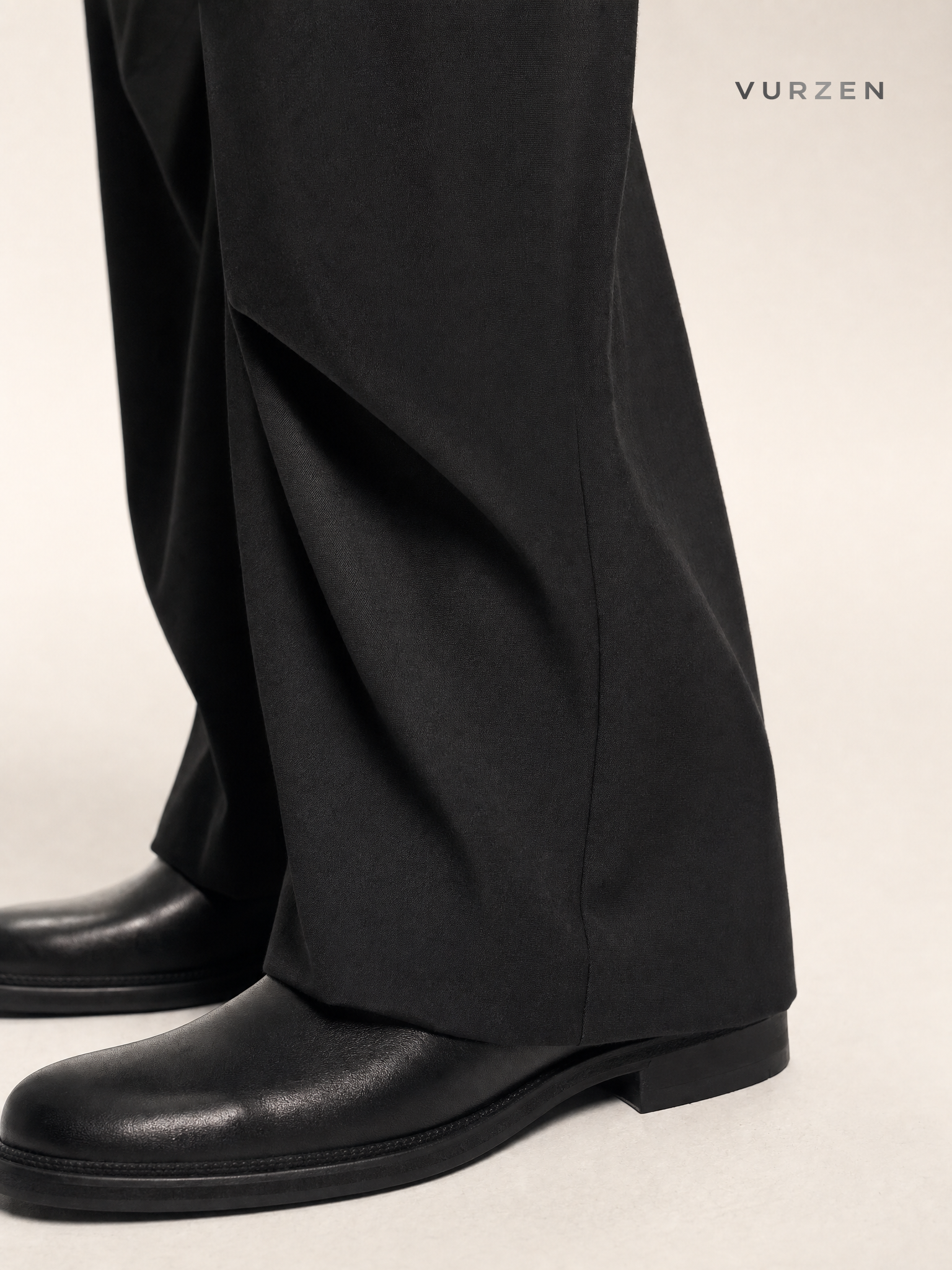 11KN Classic Grey Pleated Wide-Leg Trousers detail