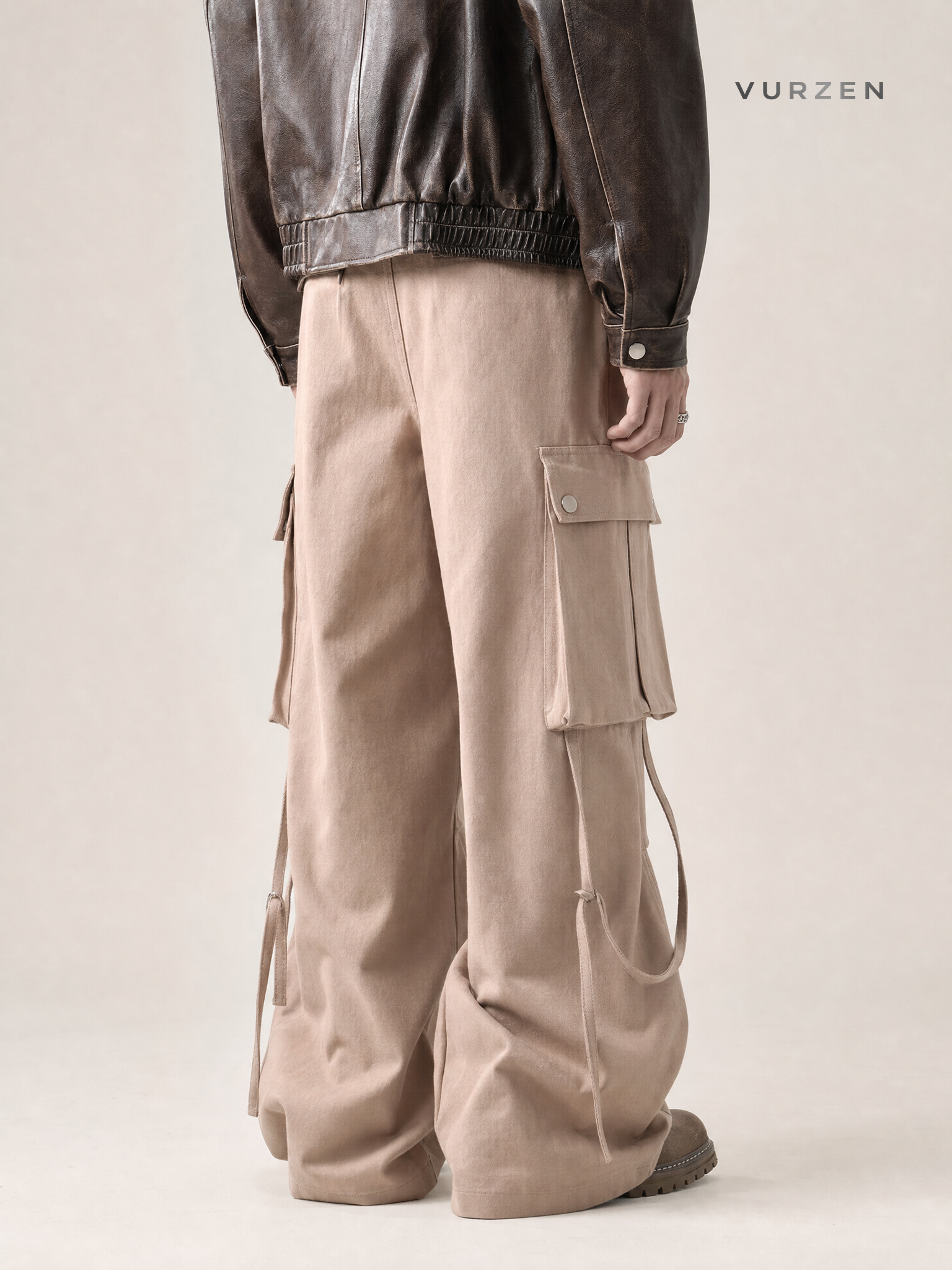 American Hip-Hop Cargo Workwear Pants with Belt detail