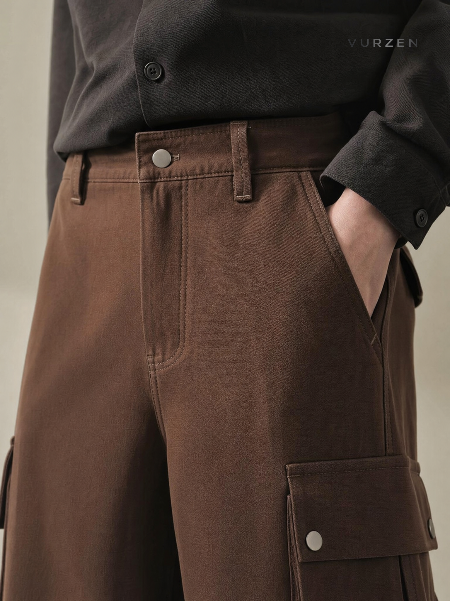 American Hip-Hop Cargo Workwear Pants with Belt detail