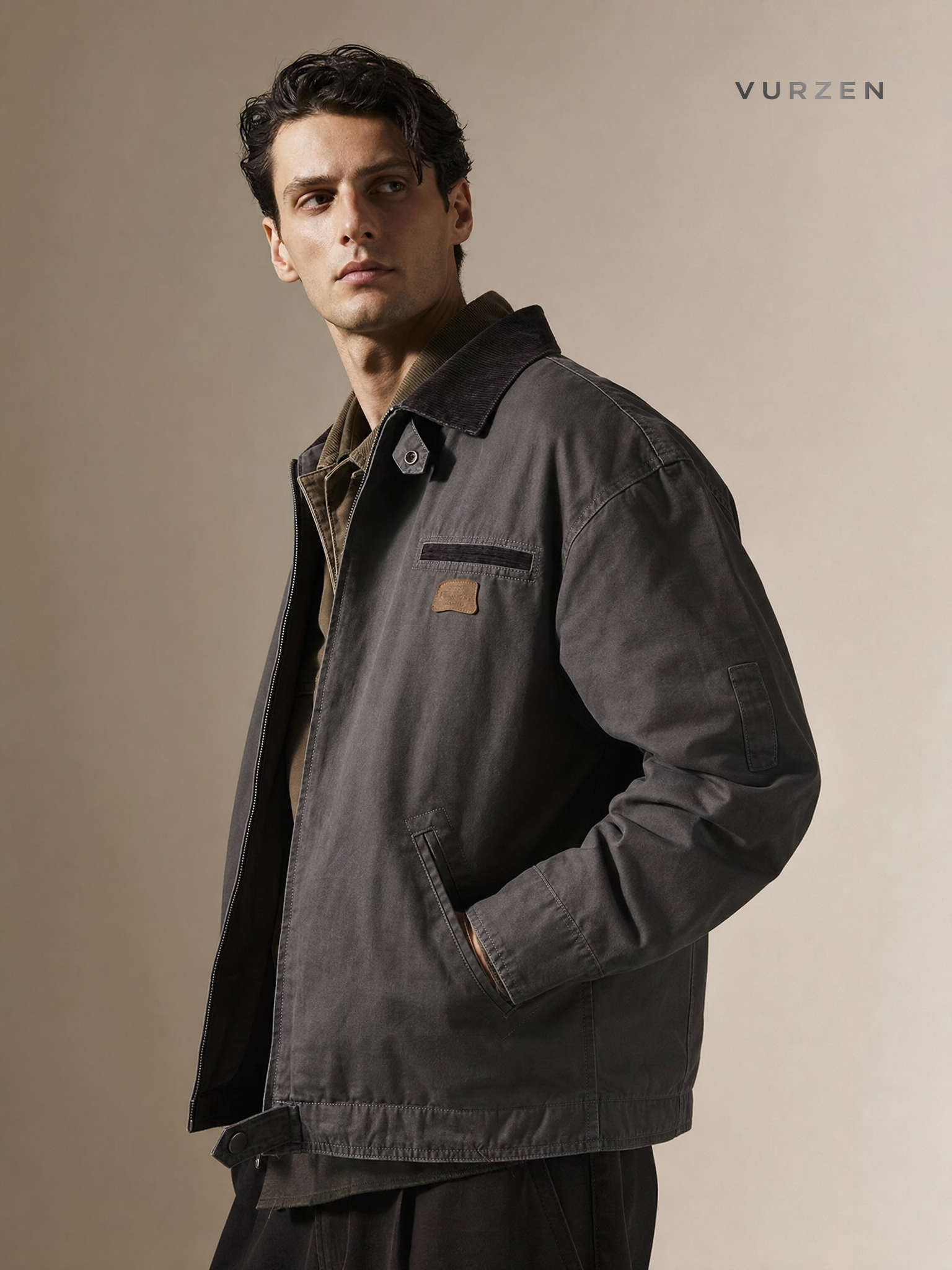 Classic Detroit Workwear Cotton Jacket for Men detail