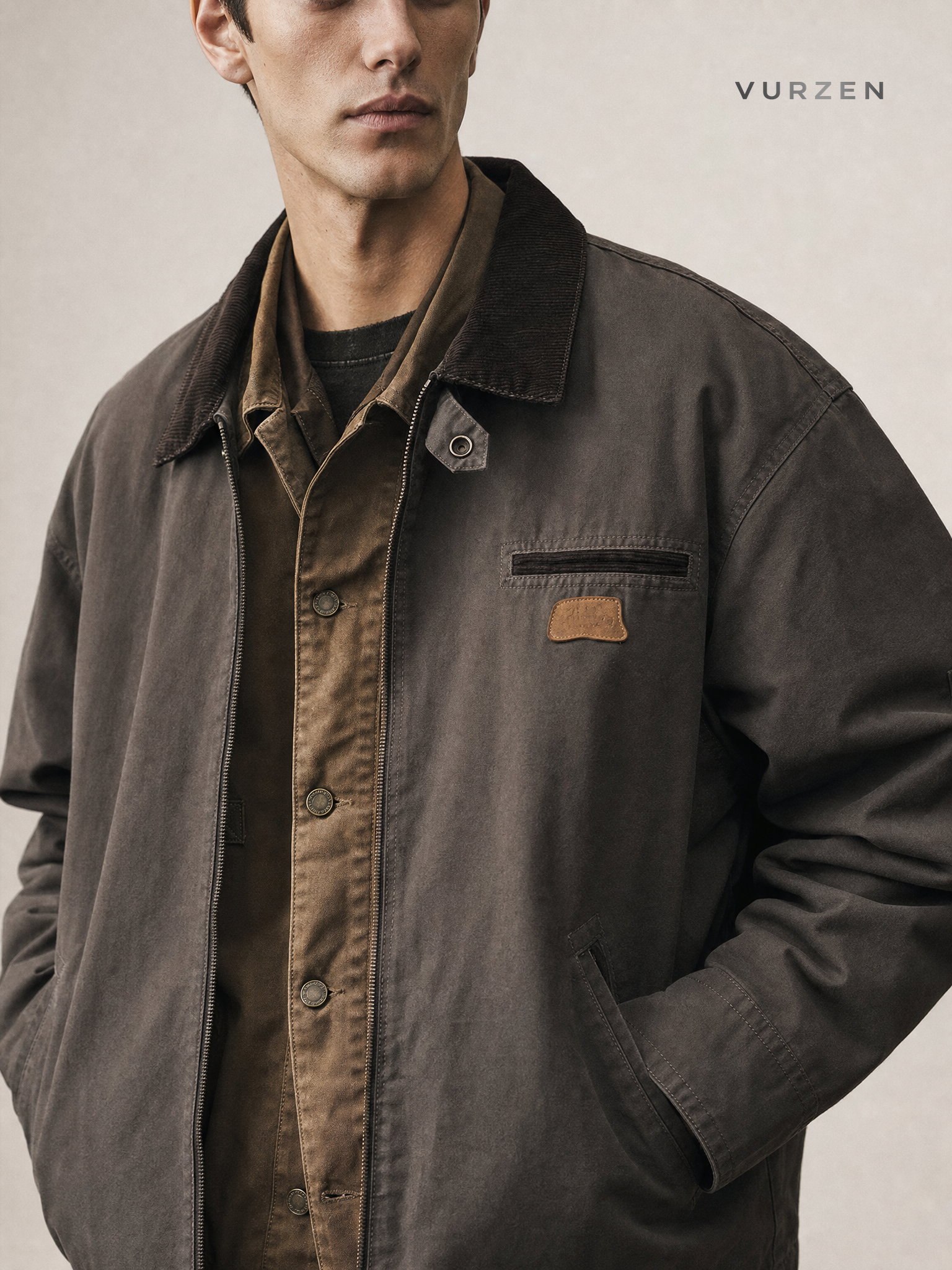 Classic Detroit Workwear Cotton Jacket for Men detail