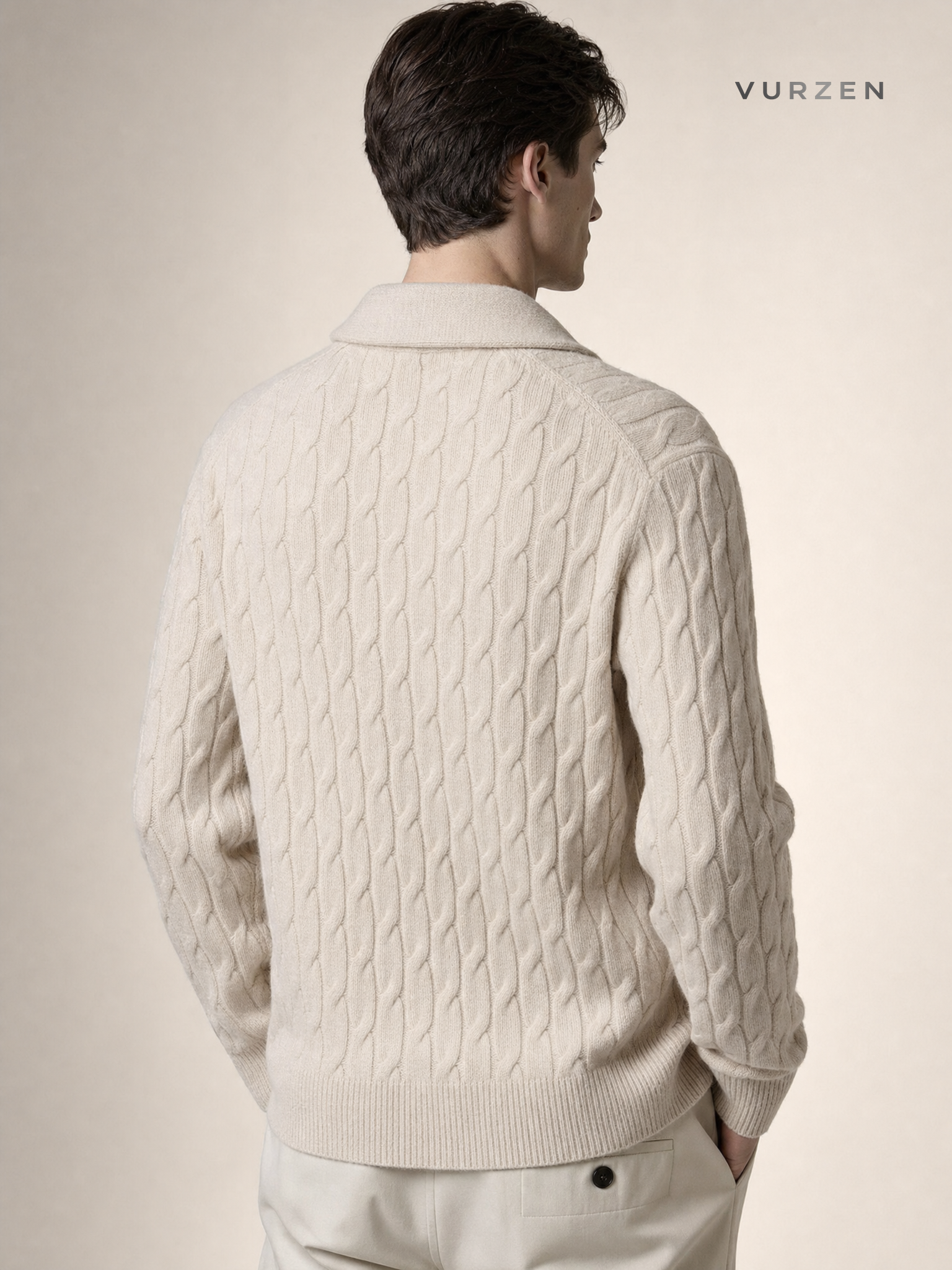 2024 Men’s Thick Wool Knit Cardigan with Embroidery detail