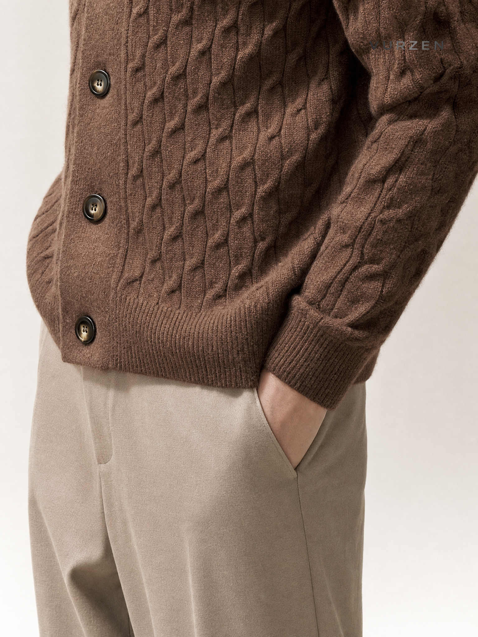 2024 Men’s Thick Wool Knit Cardigan with Embroidery detail