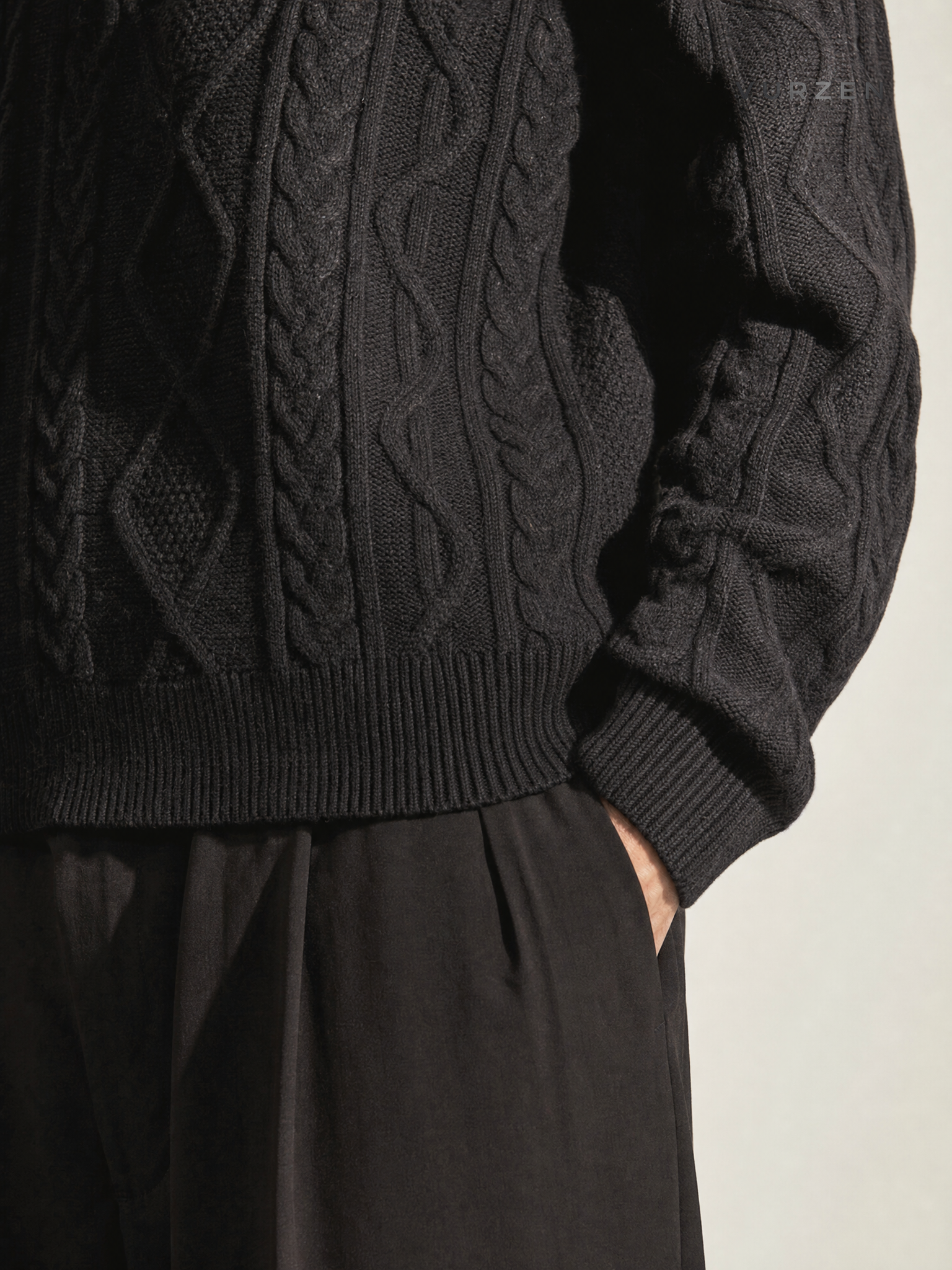 Vintage American Style Chunky Knit Cotton Sweater detail