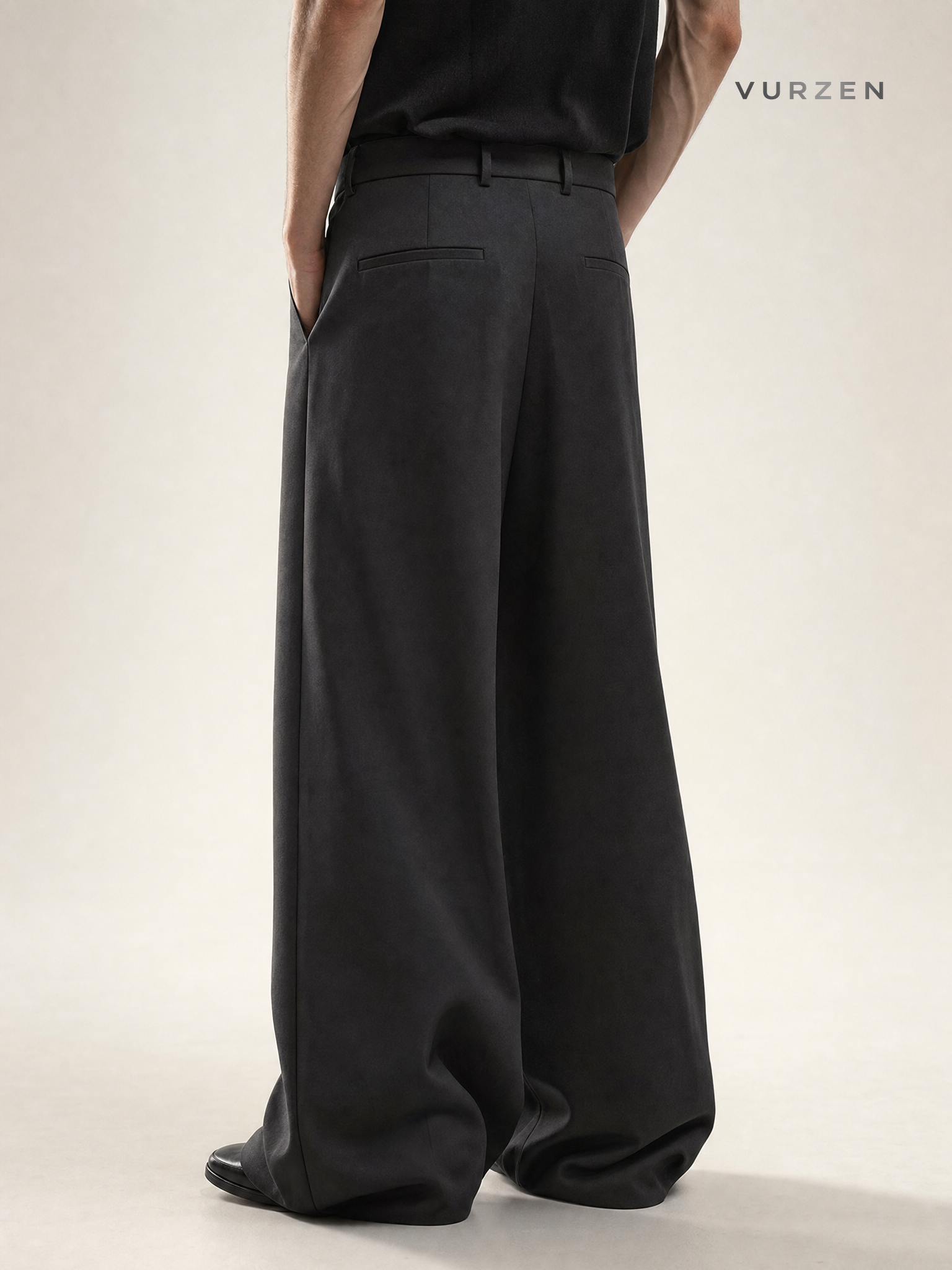 Margiela Cleanfit Black Wide-Leg Trousers detail