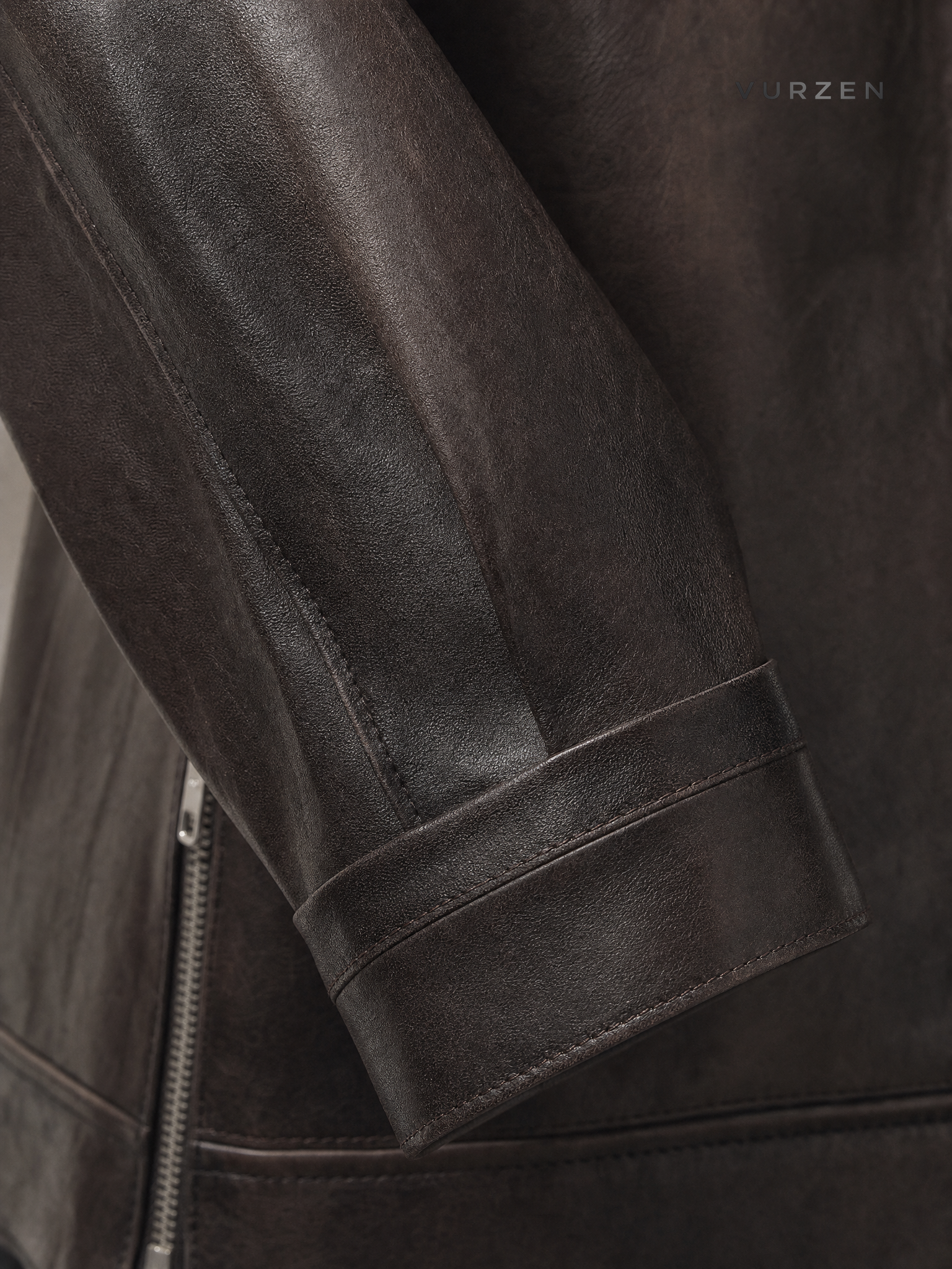 Retro PU Leather Aviator Biker Jacket for Men detail