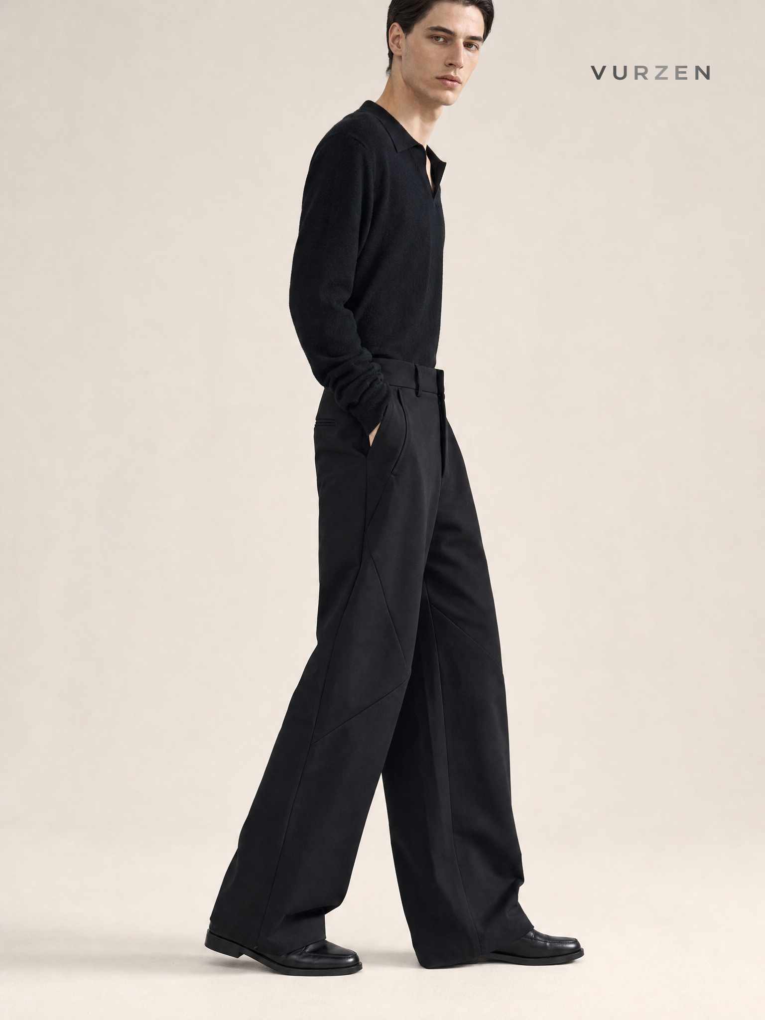 High-Waist Wide-Leg Cargo Pants for Couples detail