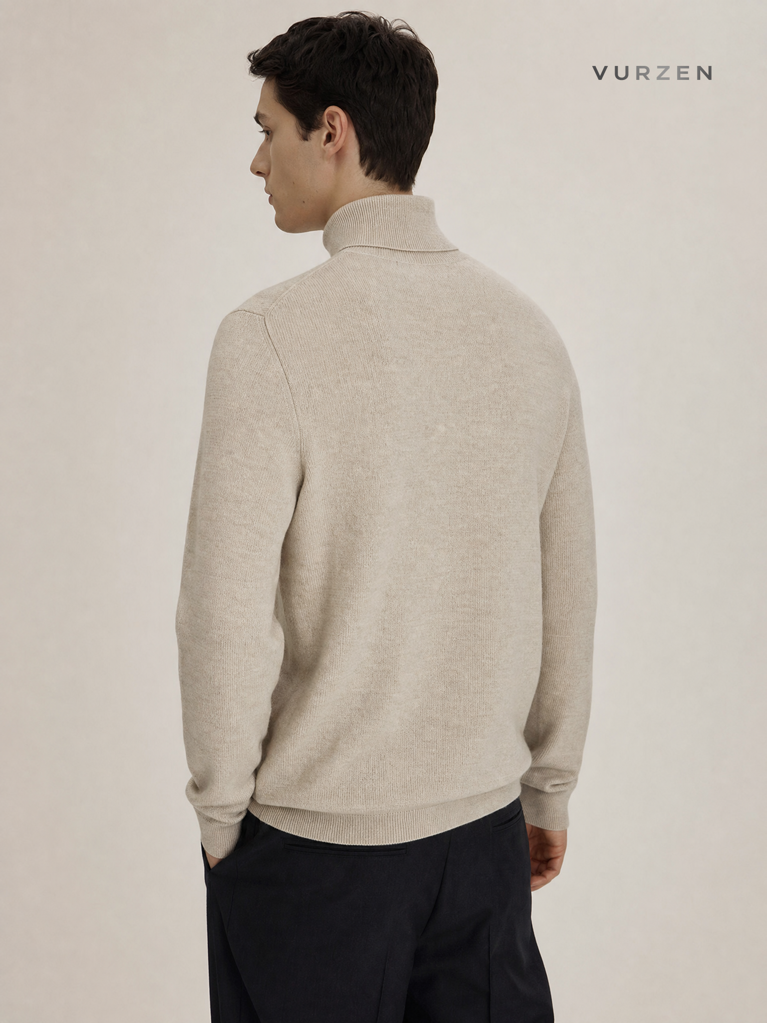 Slim Fit Half-Turtleneck Core-Spun Yarn Sweater detail