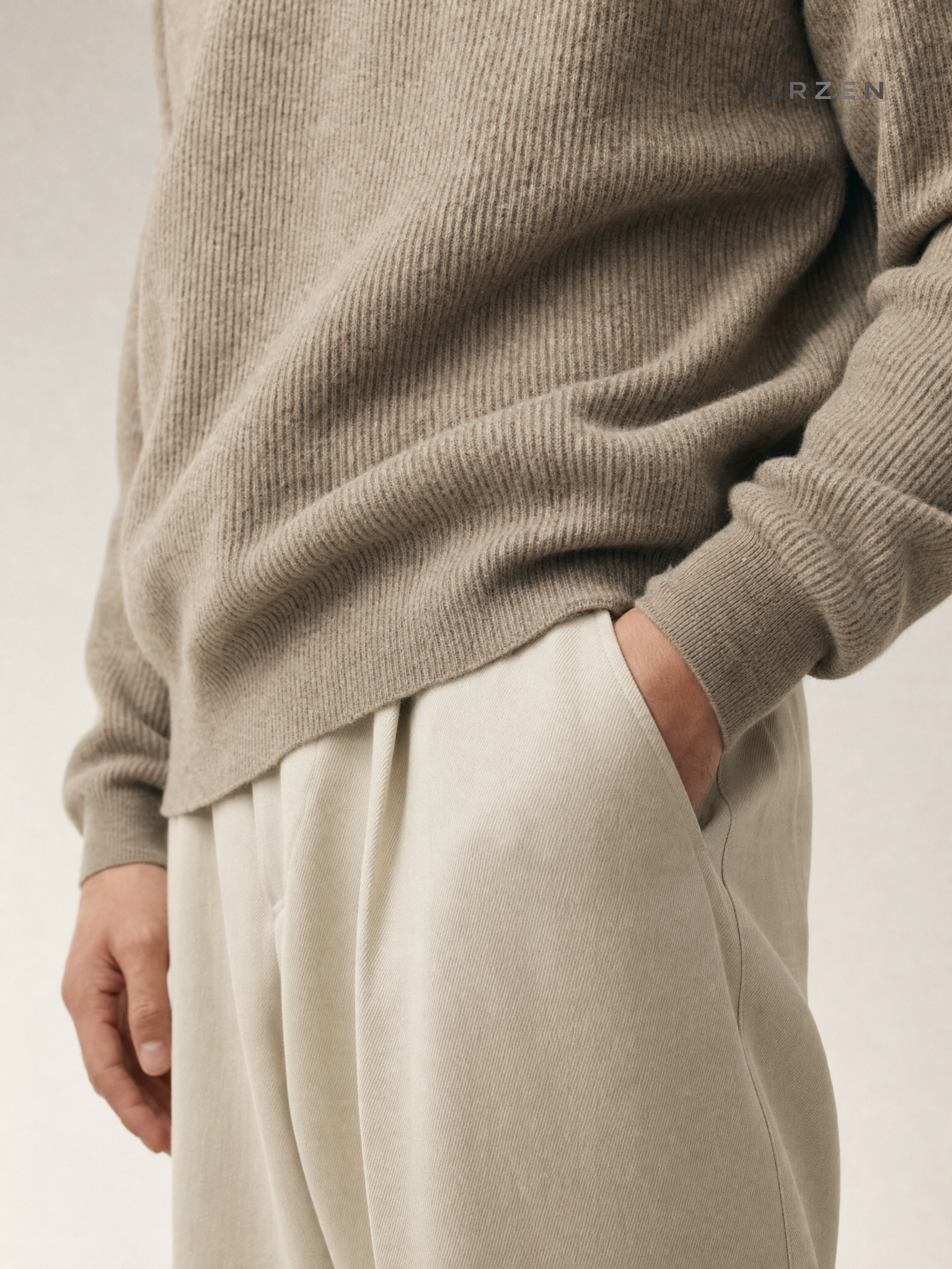 Slim Fit Half-Turtleneck Core-Spun Yarn Sweater detail