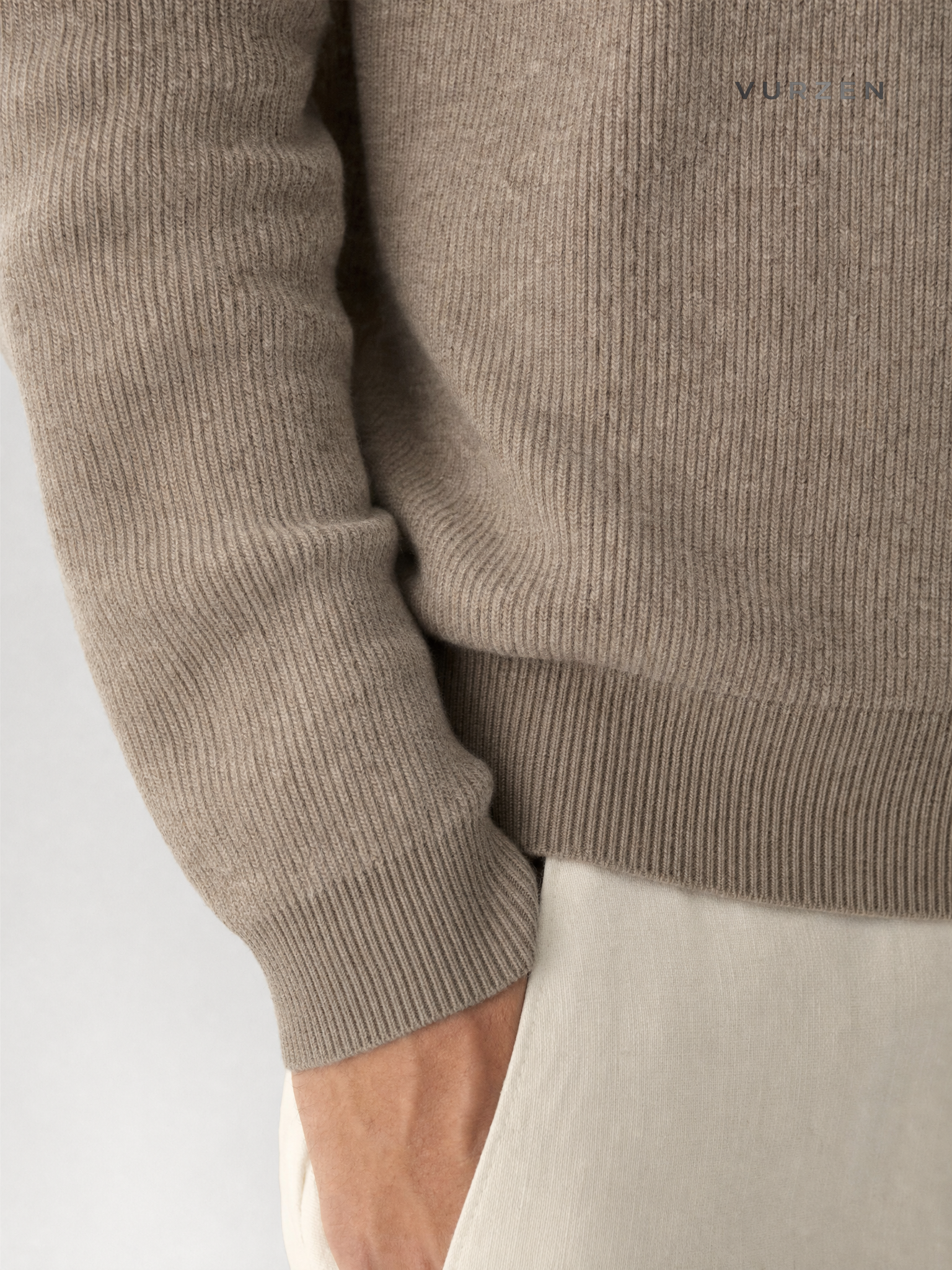 Slim Fit Half-Turtleneck Core-Spun Yarn Sweater detail