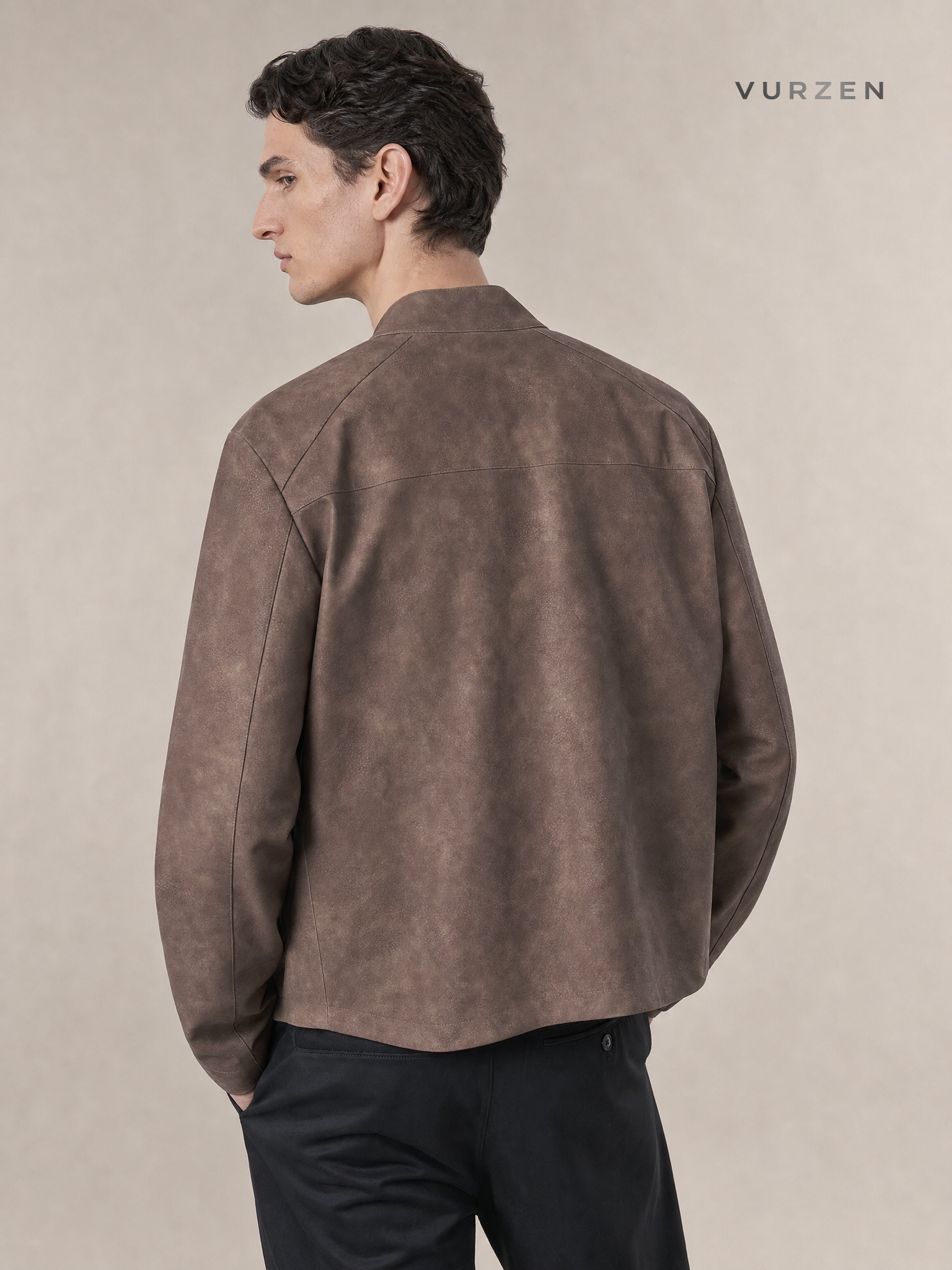 Vintage Brown Corduroy Hooded Biker Jacket Vintage Brown Corduroy Hooded Biker Jacket detail