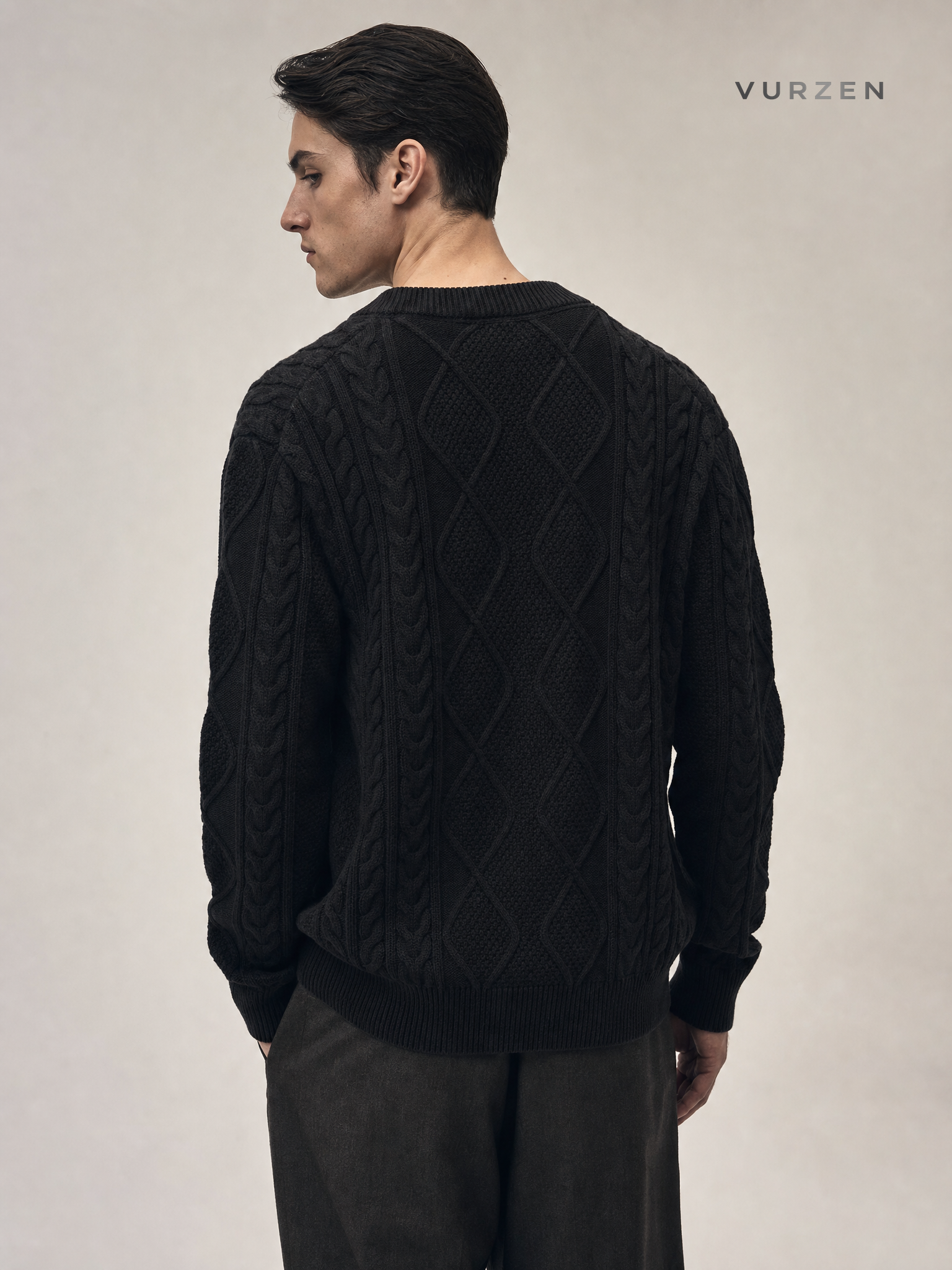 Vintage Thick Knit Pullover Sweater for Men detail
