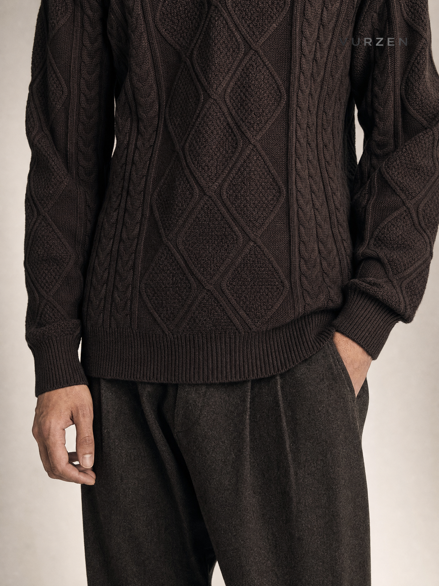 Vintage Thick Knit Pullover Sweater for Men detail