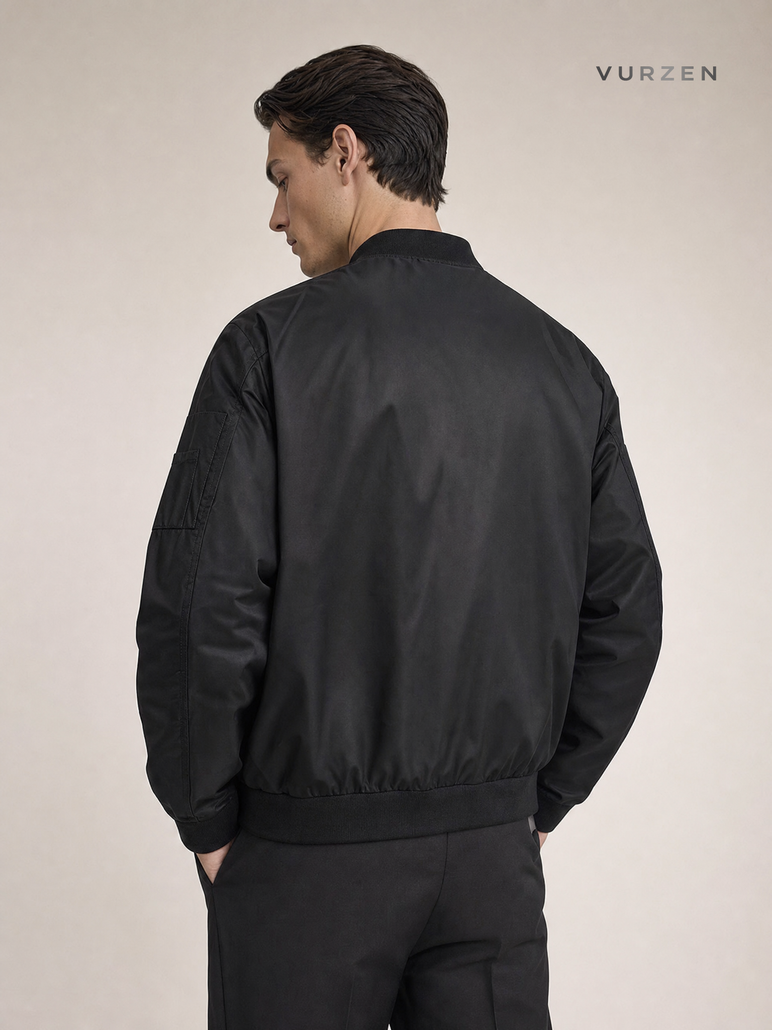 2025 Men’s Lightweight Corduroy Flight Jacket with Hood detail