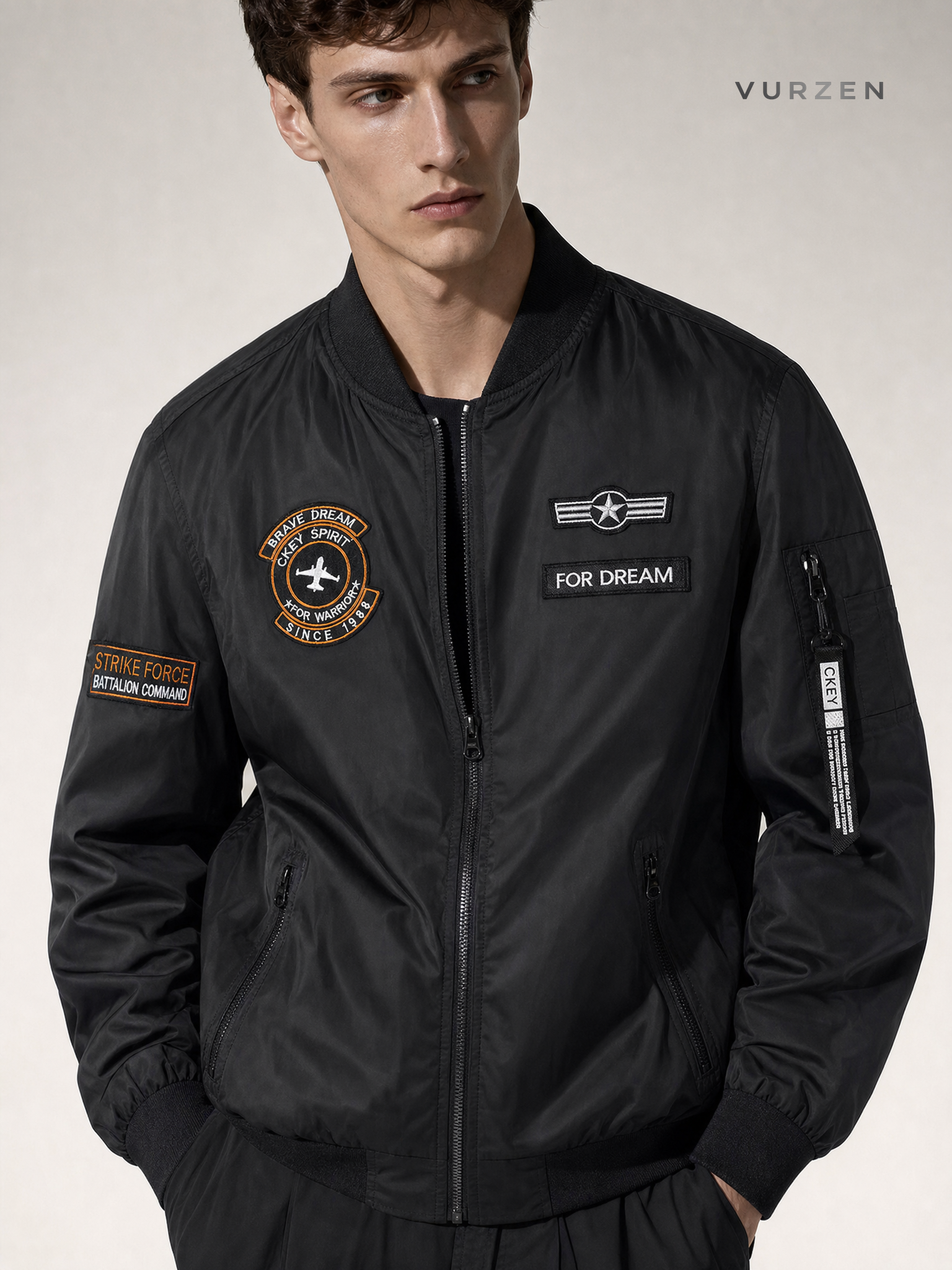 2025 Men’s Lightweight Corduroy Flight Jacket with Hood detail