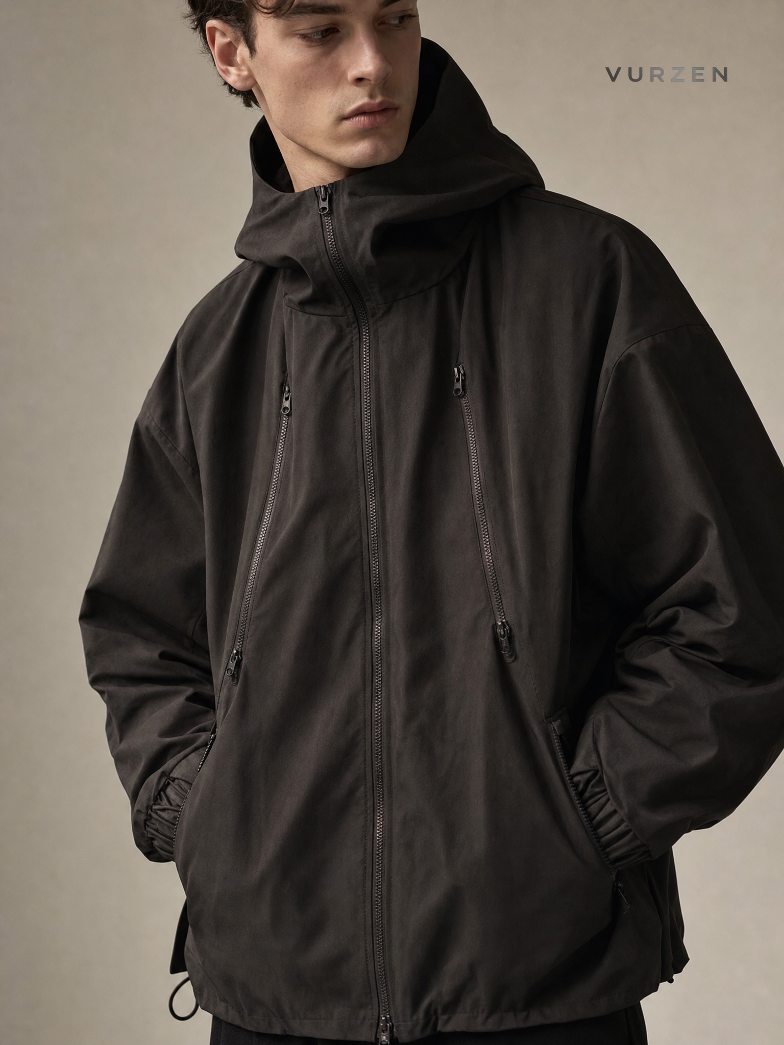 Unisex Waterproof Hooded Outdoor Jacket for Spring & Fall detail