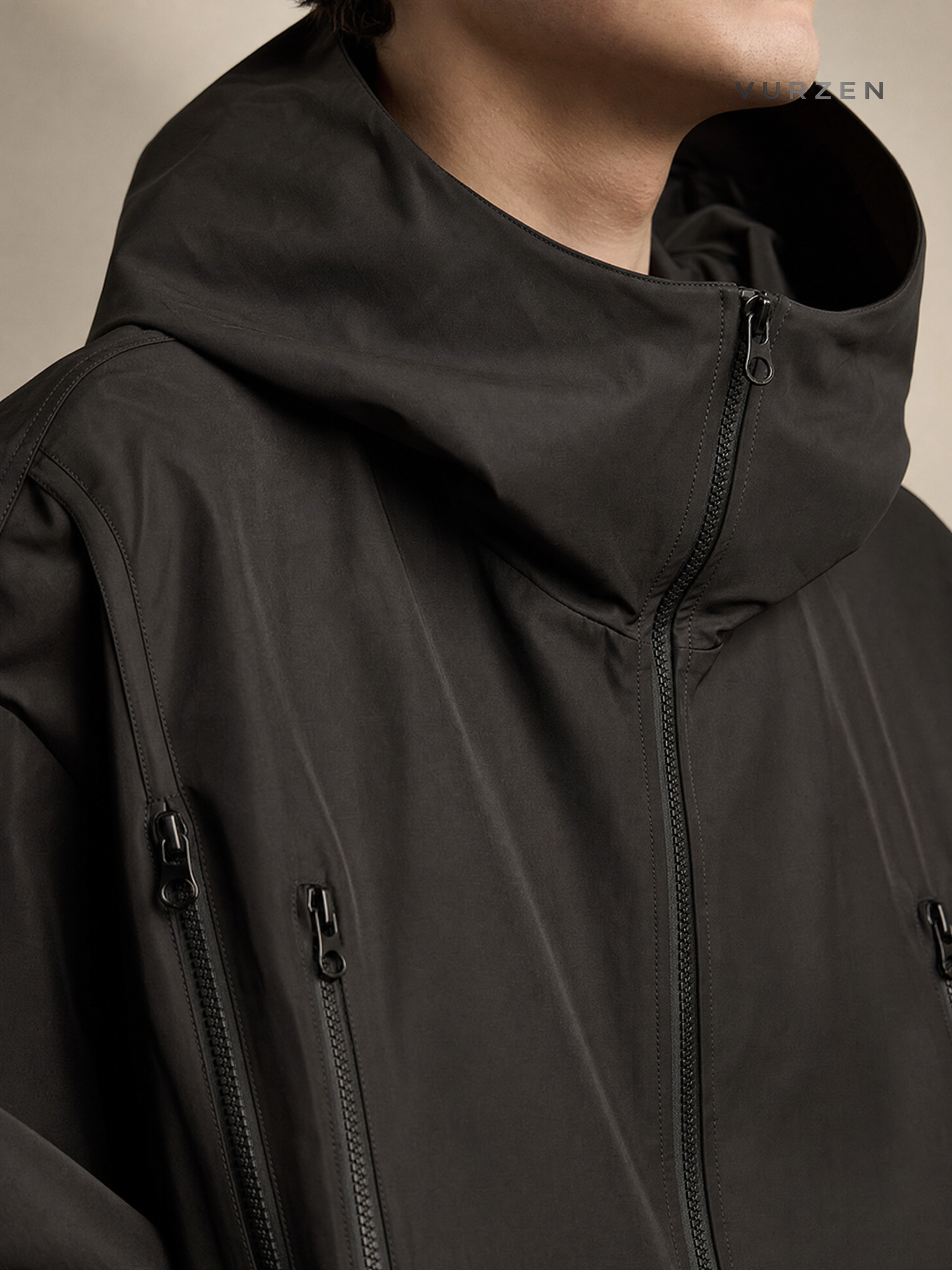 Unisex Waterproof Hooded Outdoor Jacket for Spring & Fall detail