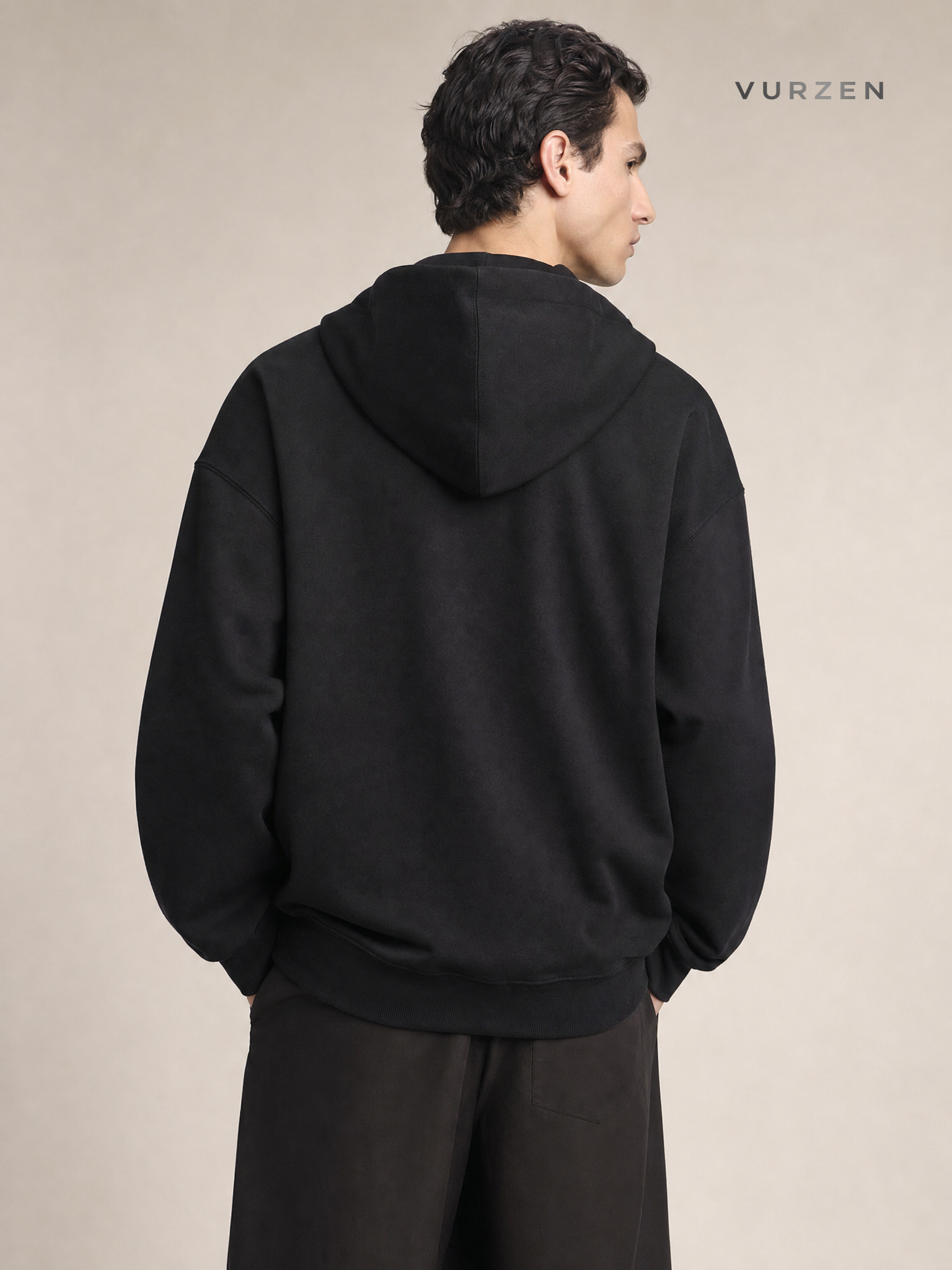 2024 Fall Heavyweight Hooded Zip-Up Sweatshirt detail