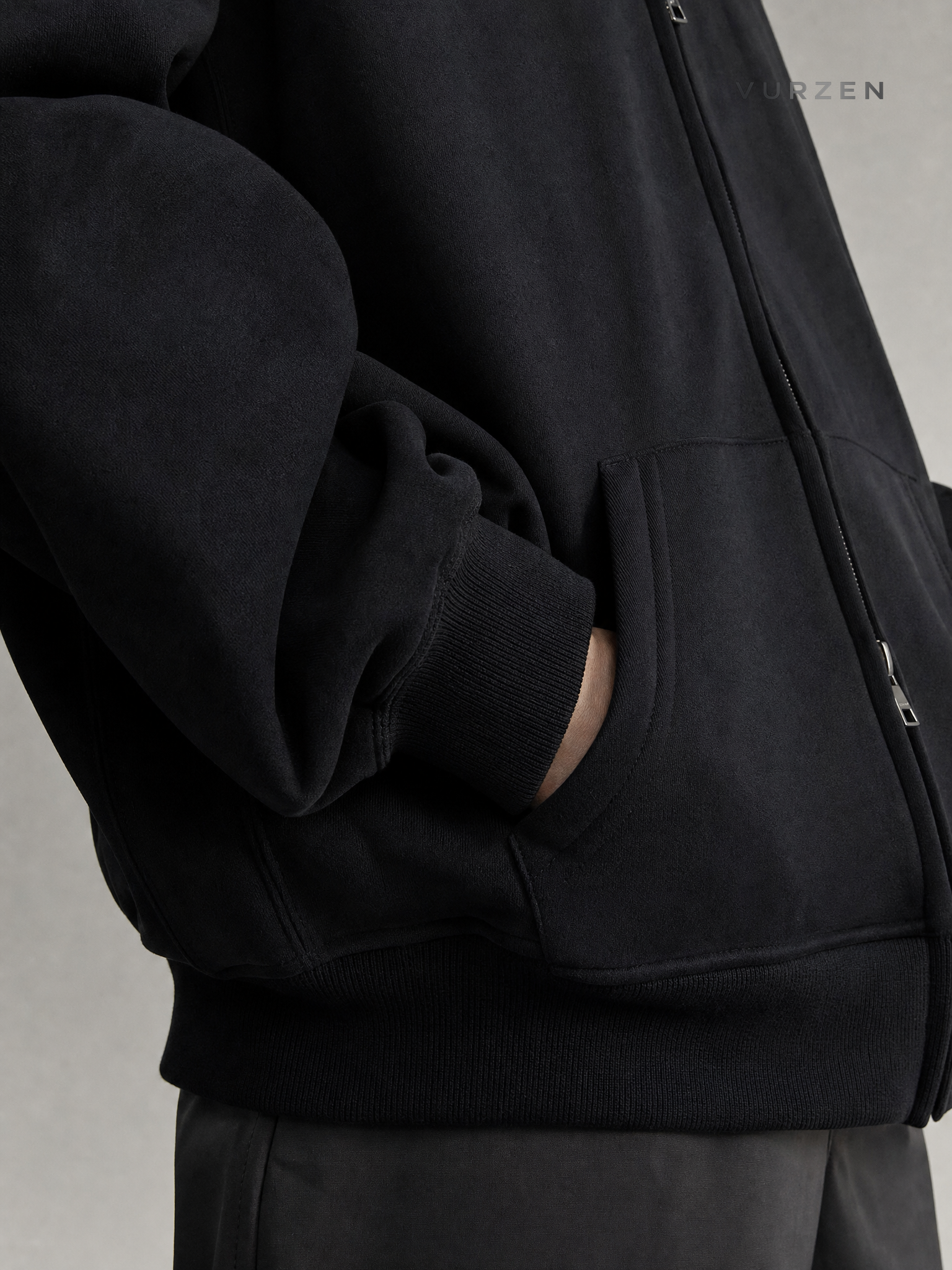 2024 Fall Heavyweight Hooded Zip-Up Sweatshirt detail