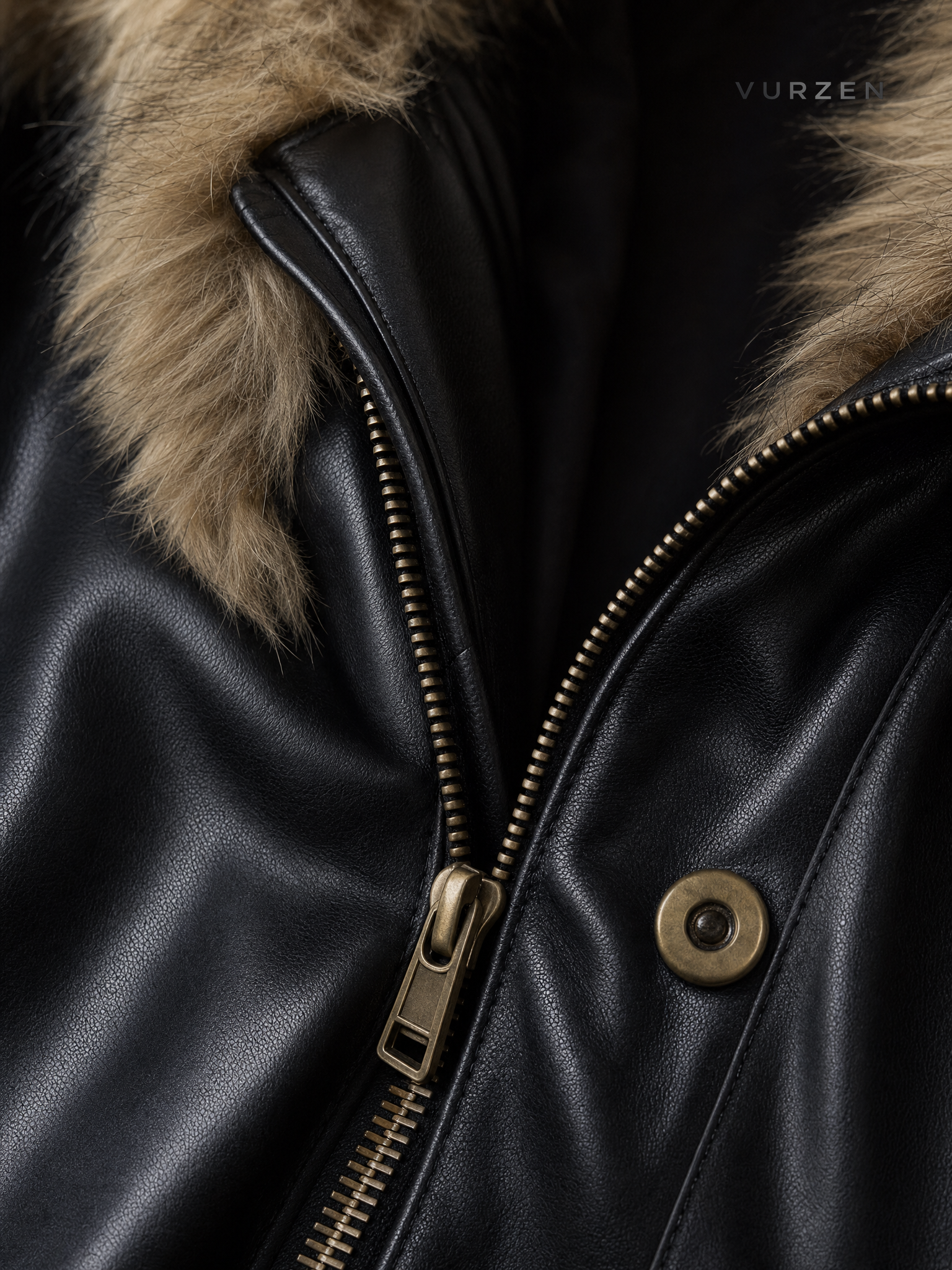 Men’s Premium Reversible Faux Fur Winter Jacket detail