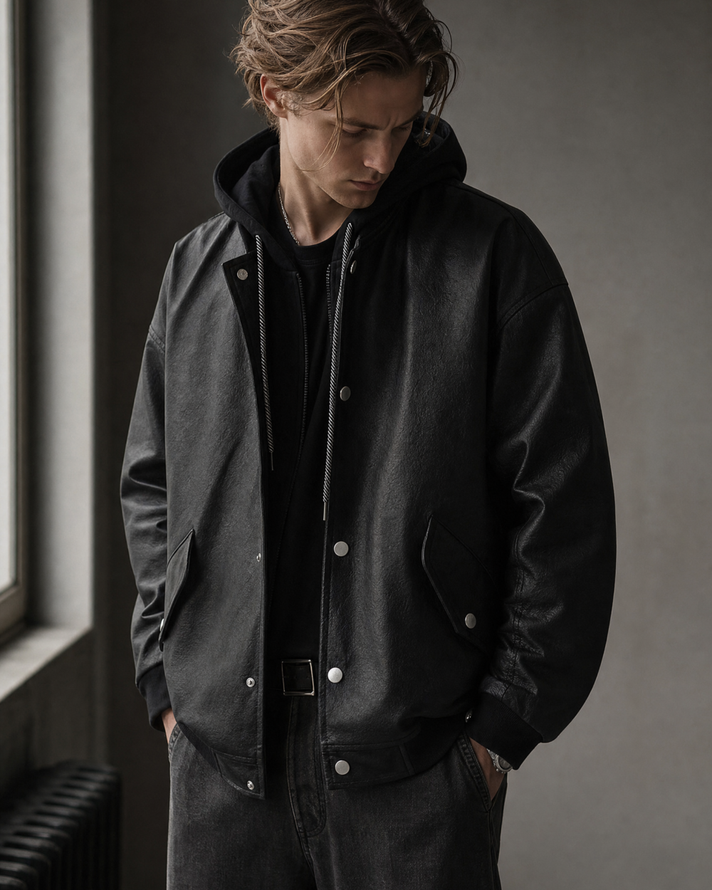 863314909269 top dark minimal jacket dark lookbook 05
